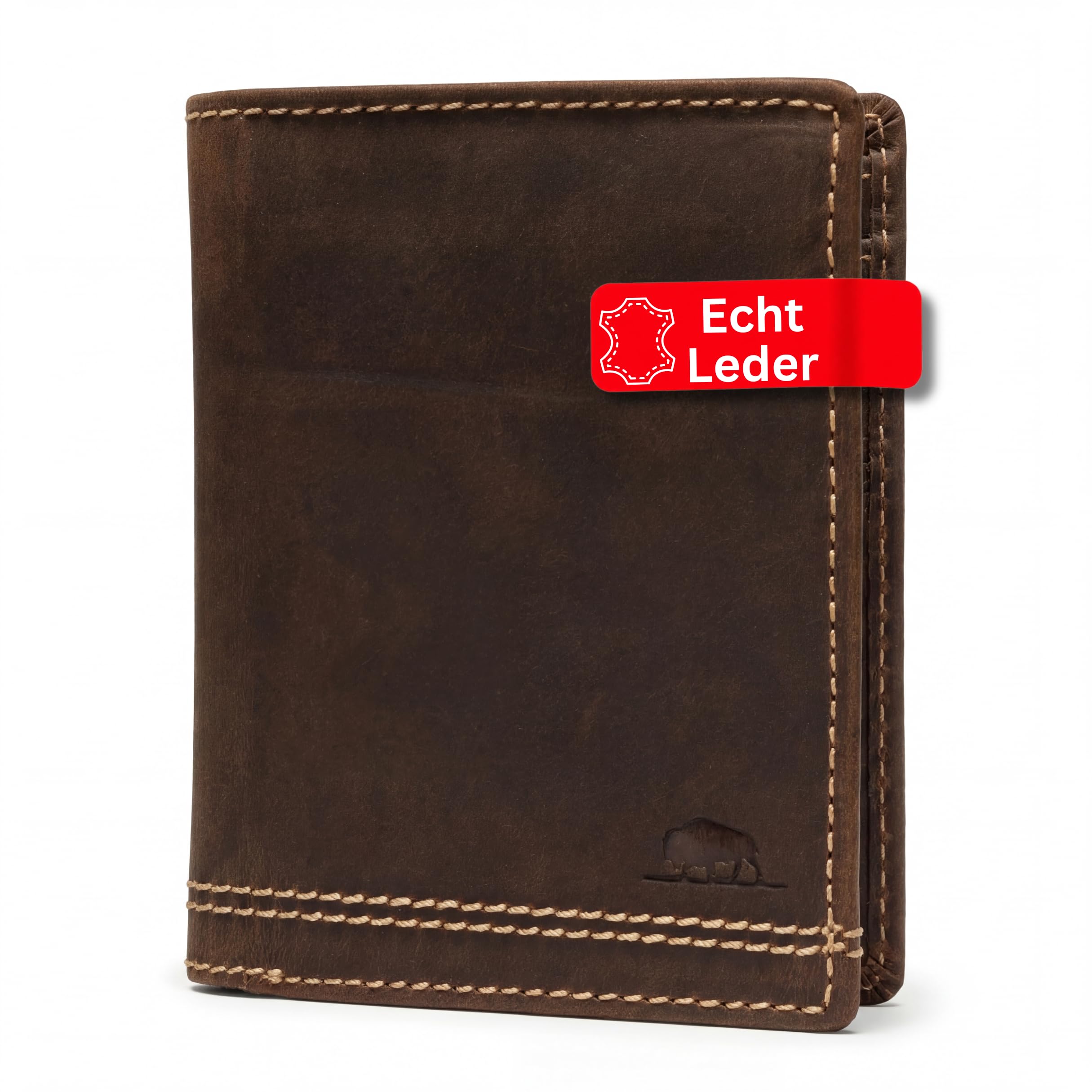 Cocoono Leder Geldbörse Herren mit RFID Schutz I Echtleder Geldbeutel für Männer I Münzbörse Portemonnaie Brieftasche Wallet Portmonee Braun