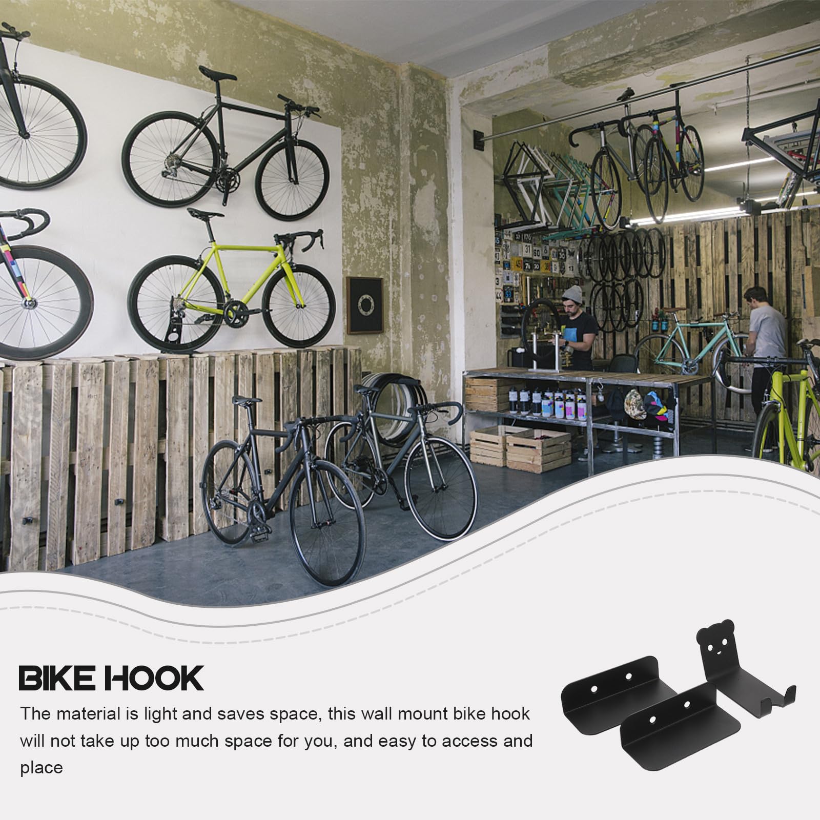 1satz Fahrrad wandhalterung Schwerlast Bike Haken Robuster Fahrradständer für Garage Platzsparender Indoor Bike Rack Kompatibel mit Straßen Mountainbikes Einfache Montage