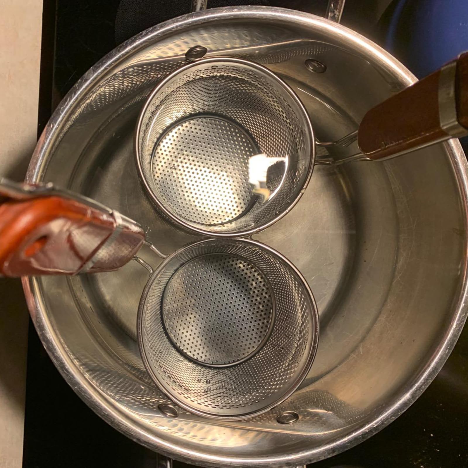 3 cestini per pasta in acciaio inox, colino microforato, colino per pasta, scolapasta per pasta, frutta, gnocchi alimentari