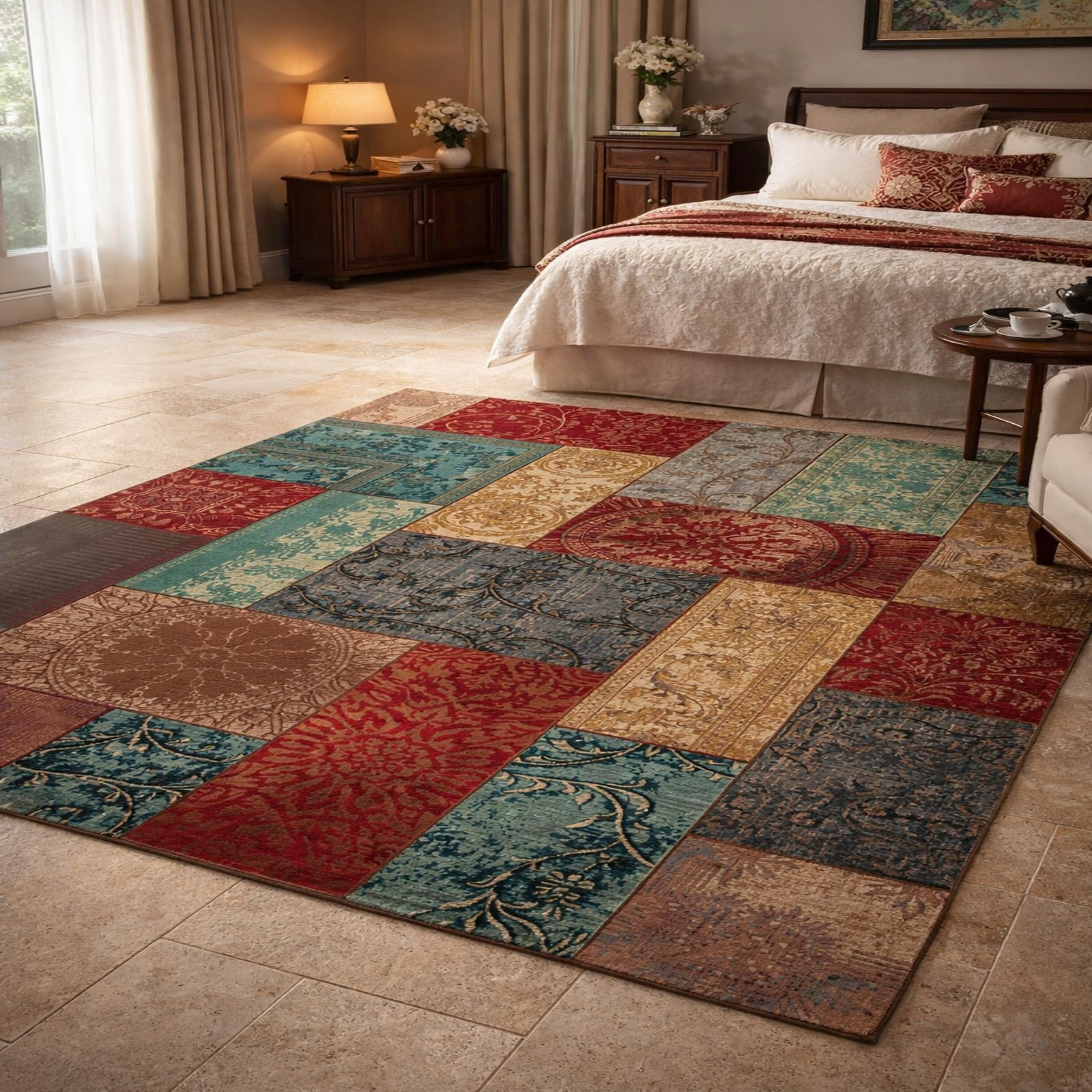 Tapis de salon motif vintage multicolore 120x200 de décoration