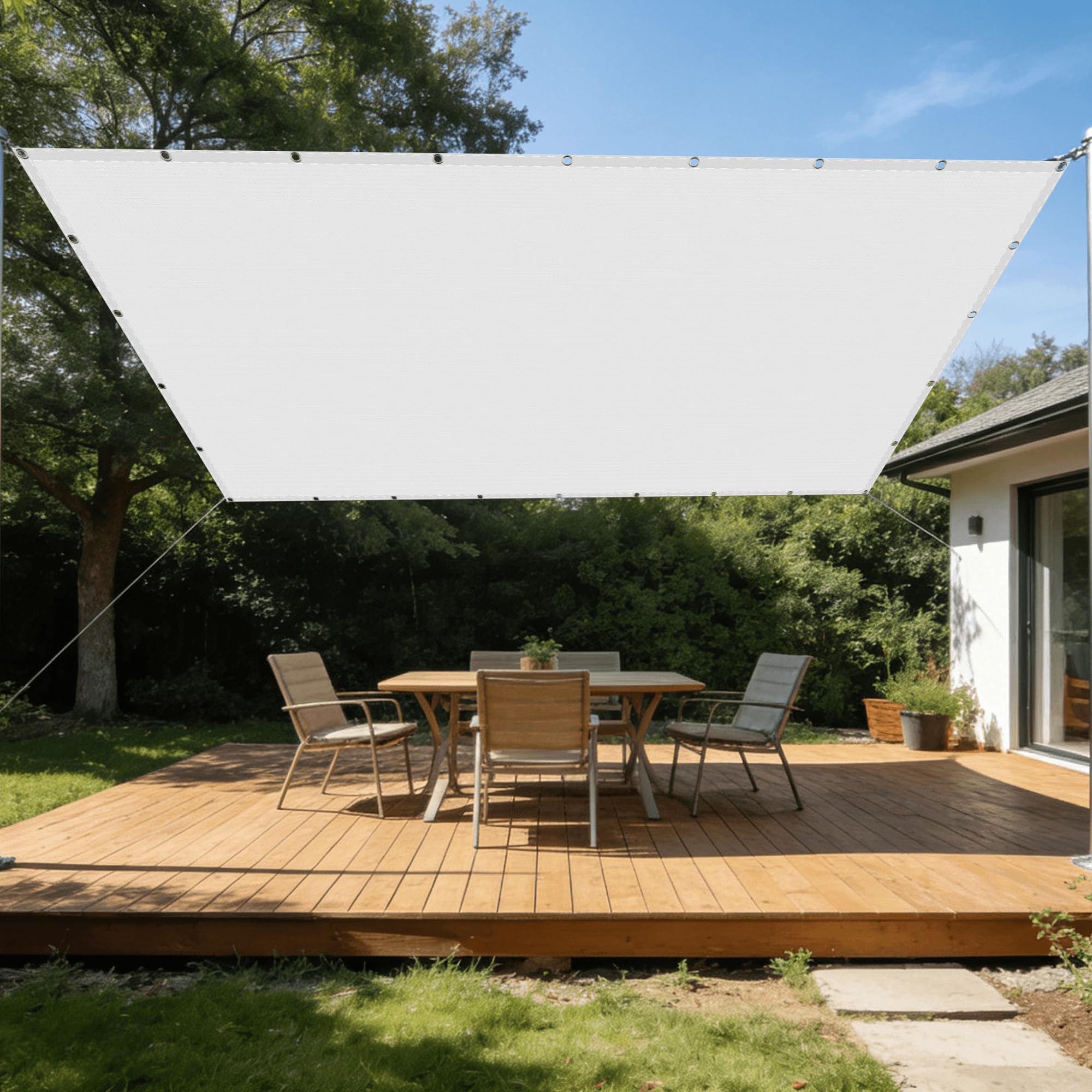 Voile d'ombrage 60x180 cm imperméable et résistante au vent pour terrasse et jardin