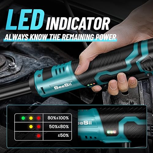 Miniatura 8 de Seesii Llave de trinquete de cuello largo de 38 pulgadas, kit de llave de trinquete inalámbrica extendida de 40 pies y 6 pulgadas con 2 baterías de