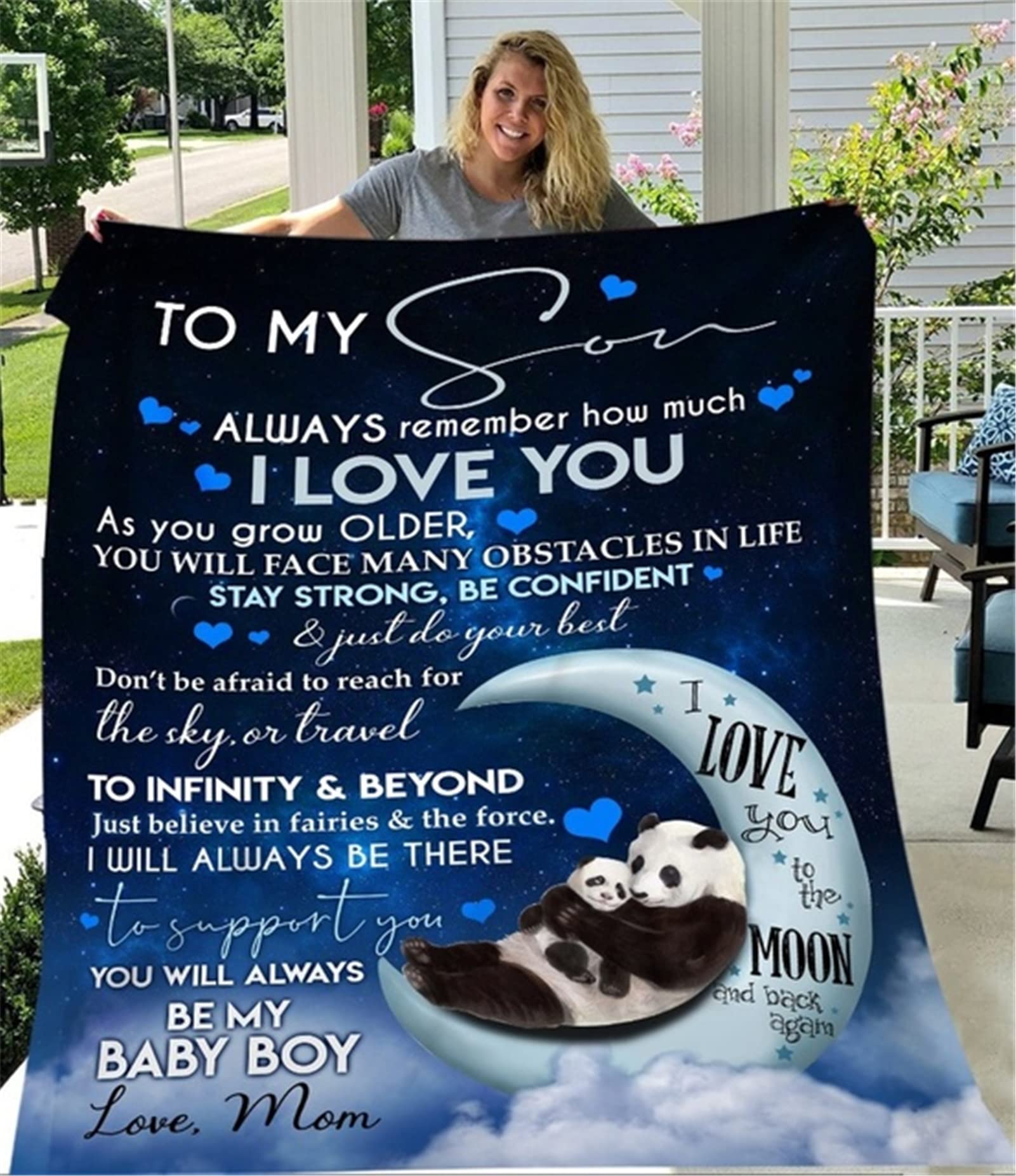 UOOYAA Fleece Letter Printed Blanket to My Son Daughter Dad Mom for Son Air Mail Blanket Ultra-Soft Son Throw Blankets Letter Quilts Positive Encourage Love Son's Flannel Blanket Gifts,5,150x220cm