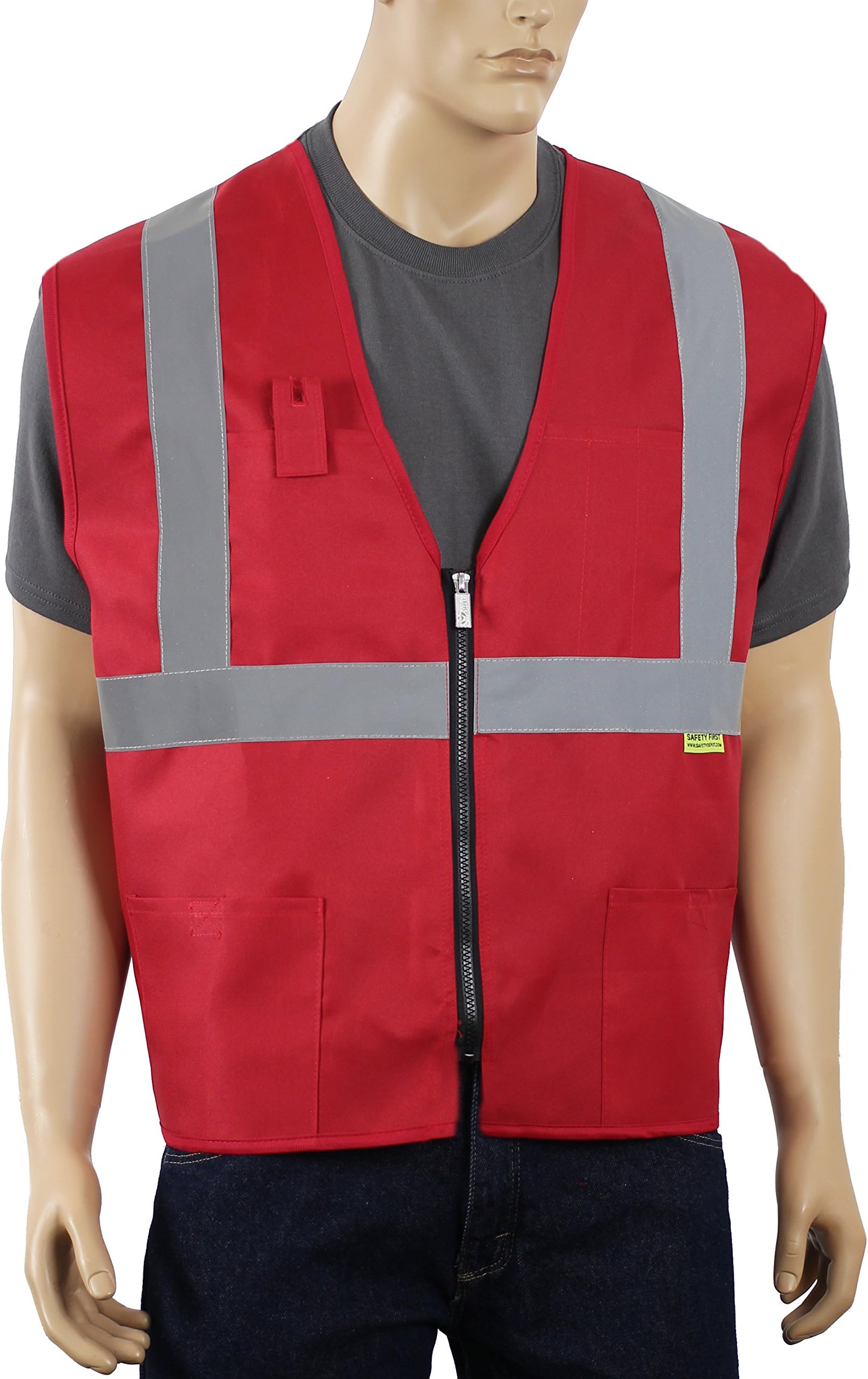 Non Ansi Safety Vest Zipper with Pockets High Visibility Reflective Tape A520 Multiple Colors