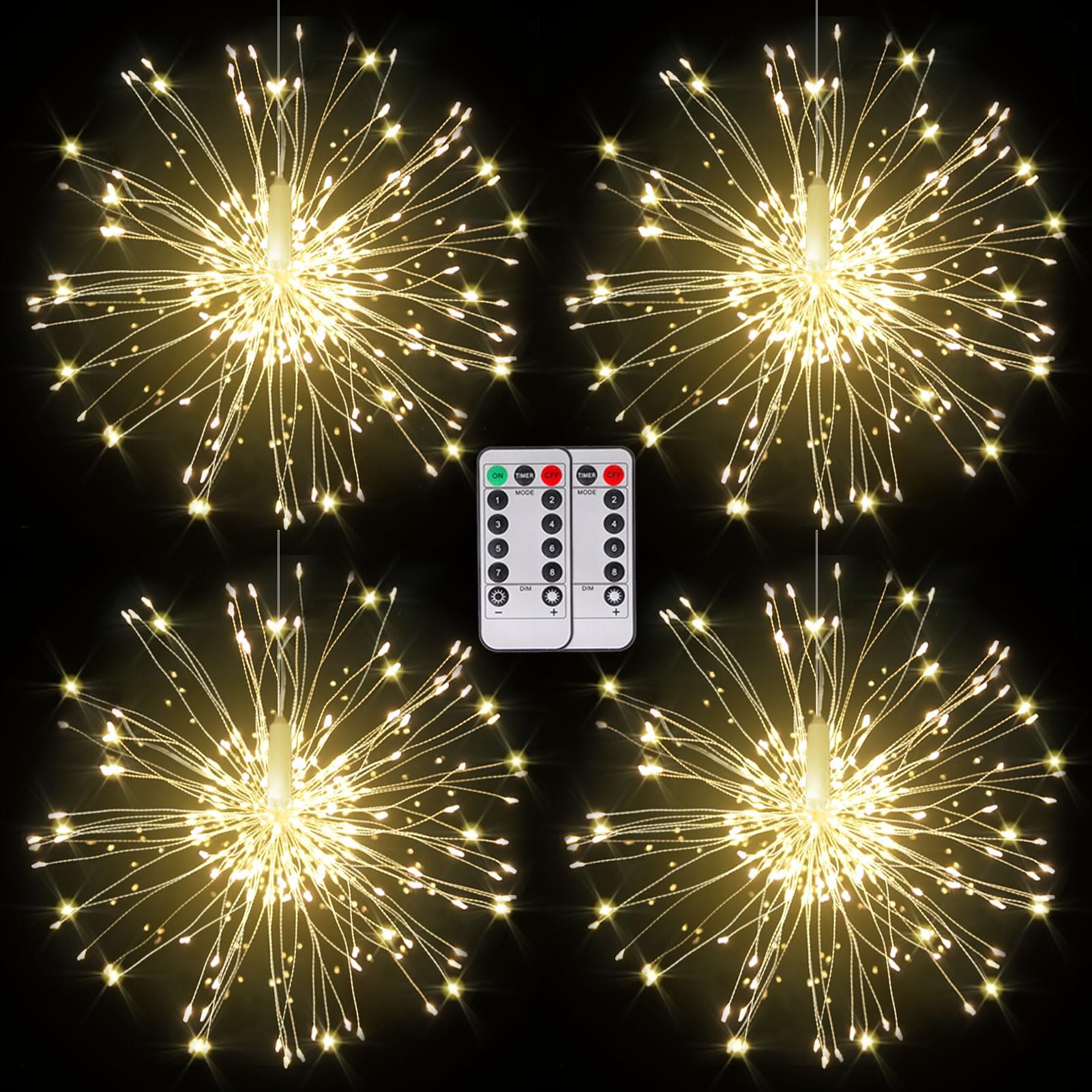 LetsFunny 200 LED Fairy Christmas String Lights, 8 Modes Dimmable with Remote, Bursting Star Decor for Patio Indoor Outdoor