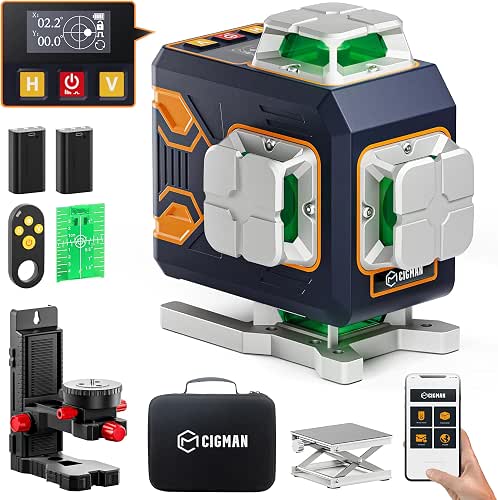 CIGMAN 4x360° 16 Lines Laser Level with Remote&APP Control, Green