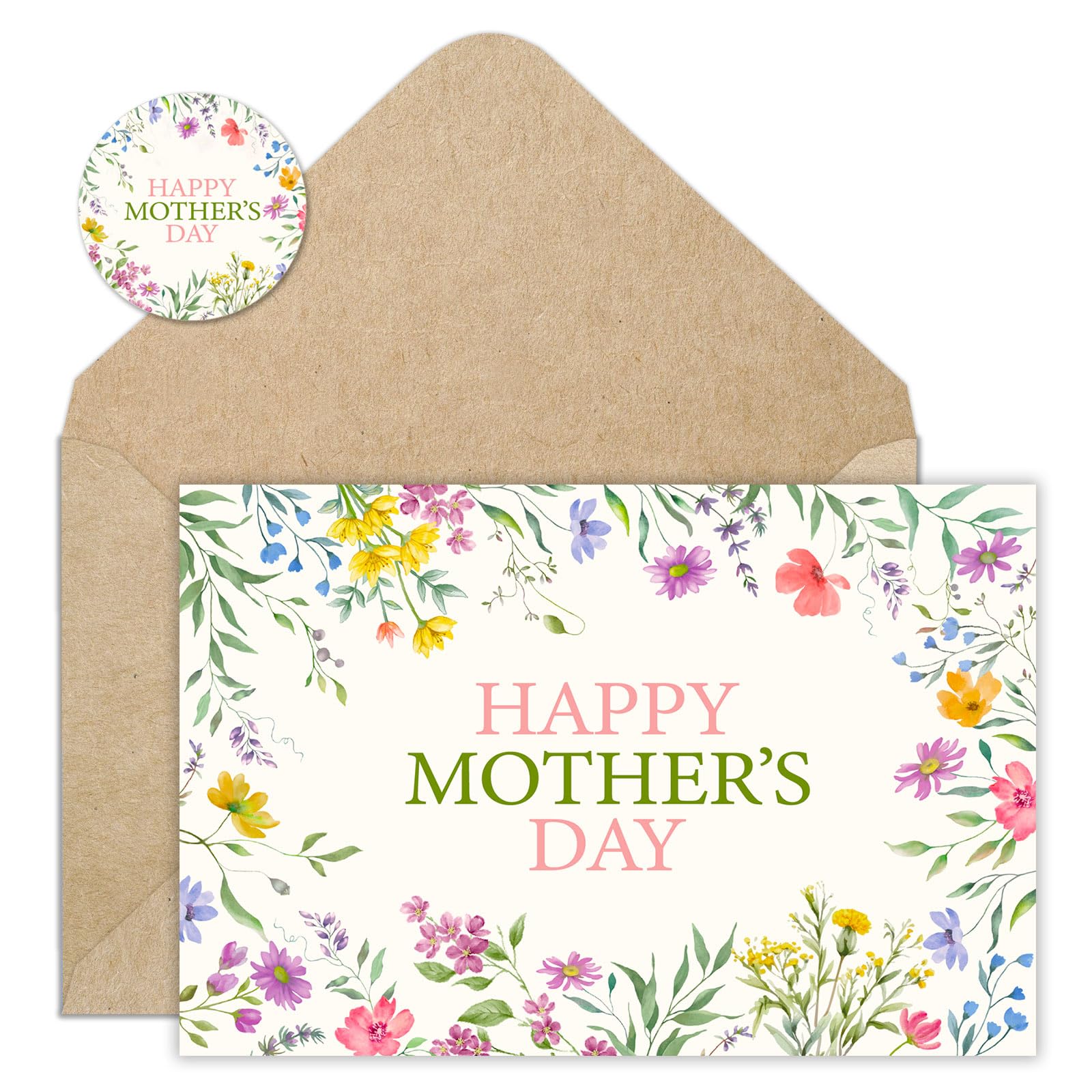 Amazon.com: FYSUIMU 24 Pack Happy Mother's Day Cards Wildflower