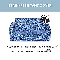 Vista 6 de Delta Children Cozee - Sofá 2 en 1 extra ancho convertible a tumbona, cómodo sofá abatible para niños, camuflaje azul