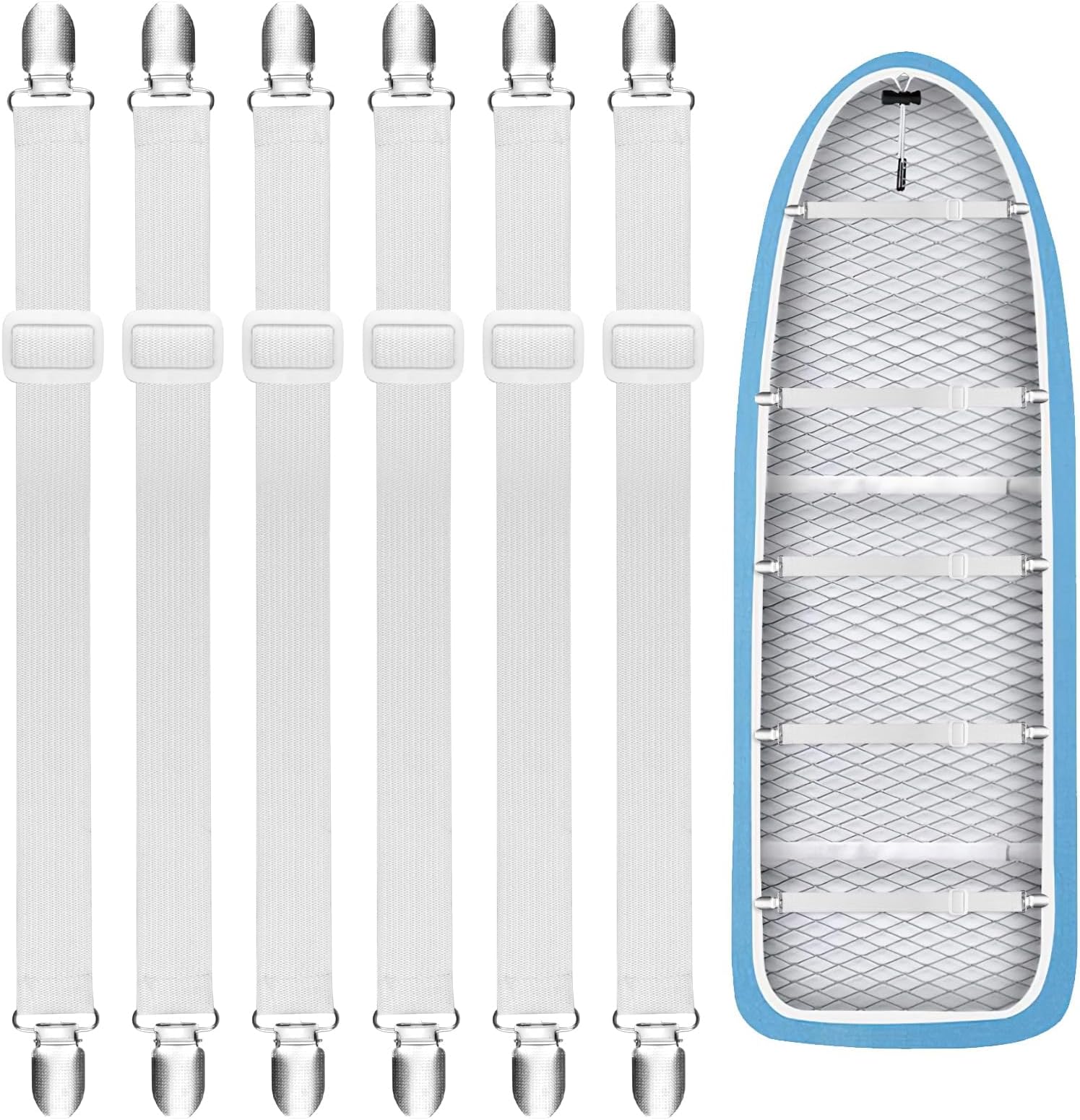 HXC Bettlakenspanner 5er Set - Verstellbare Spanngurte Mit Metallklammern Weiß