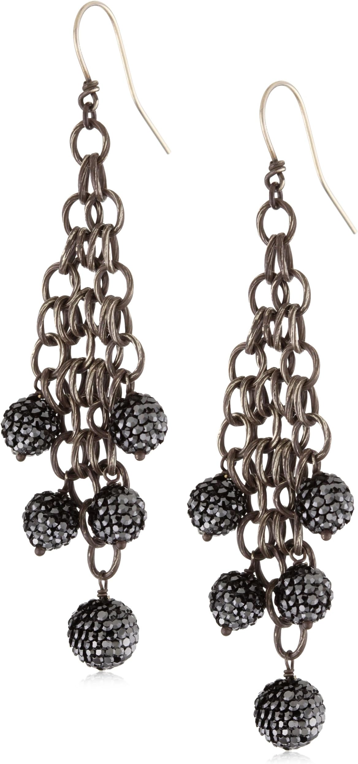 Deanna Hamro Atelier "Woven Mesh" Jet Hematite-Color Pave Ball Earrings