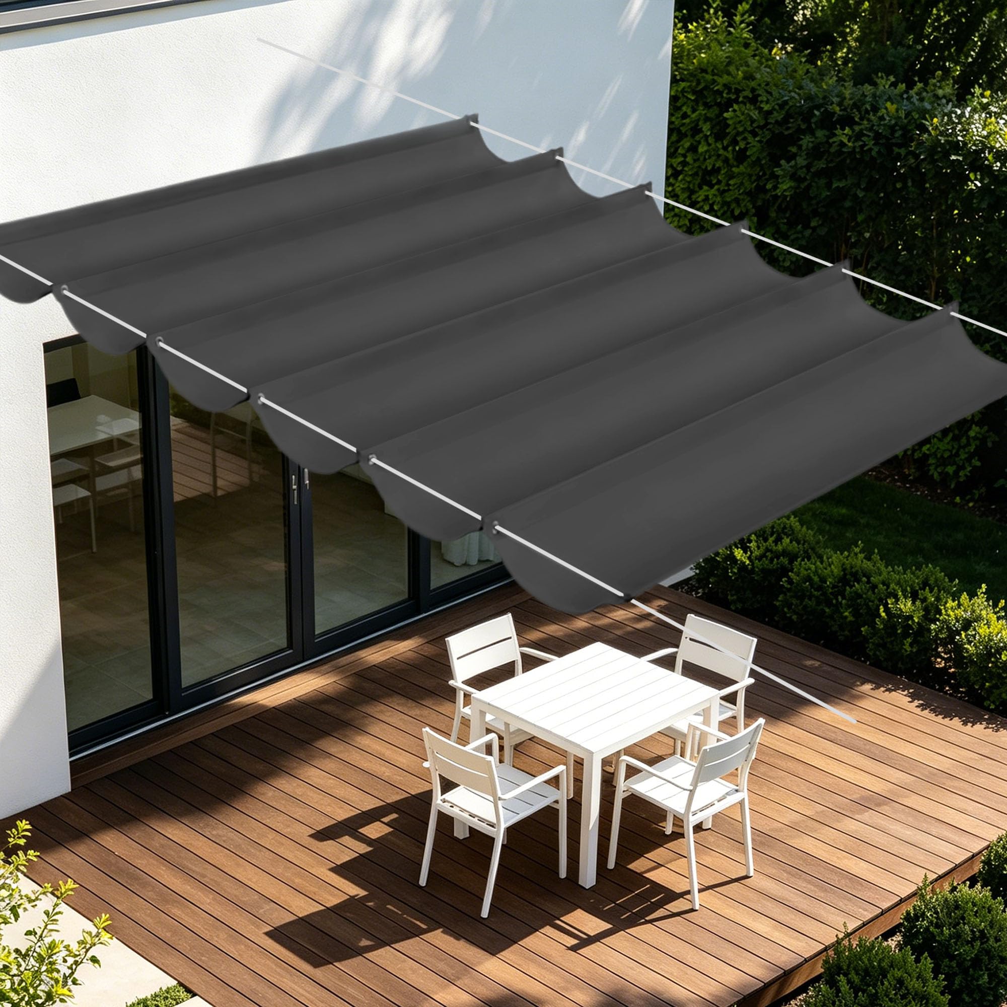 Toile d'ombrage rétractable 150x220 cm grise pour un patio frais