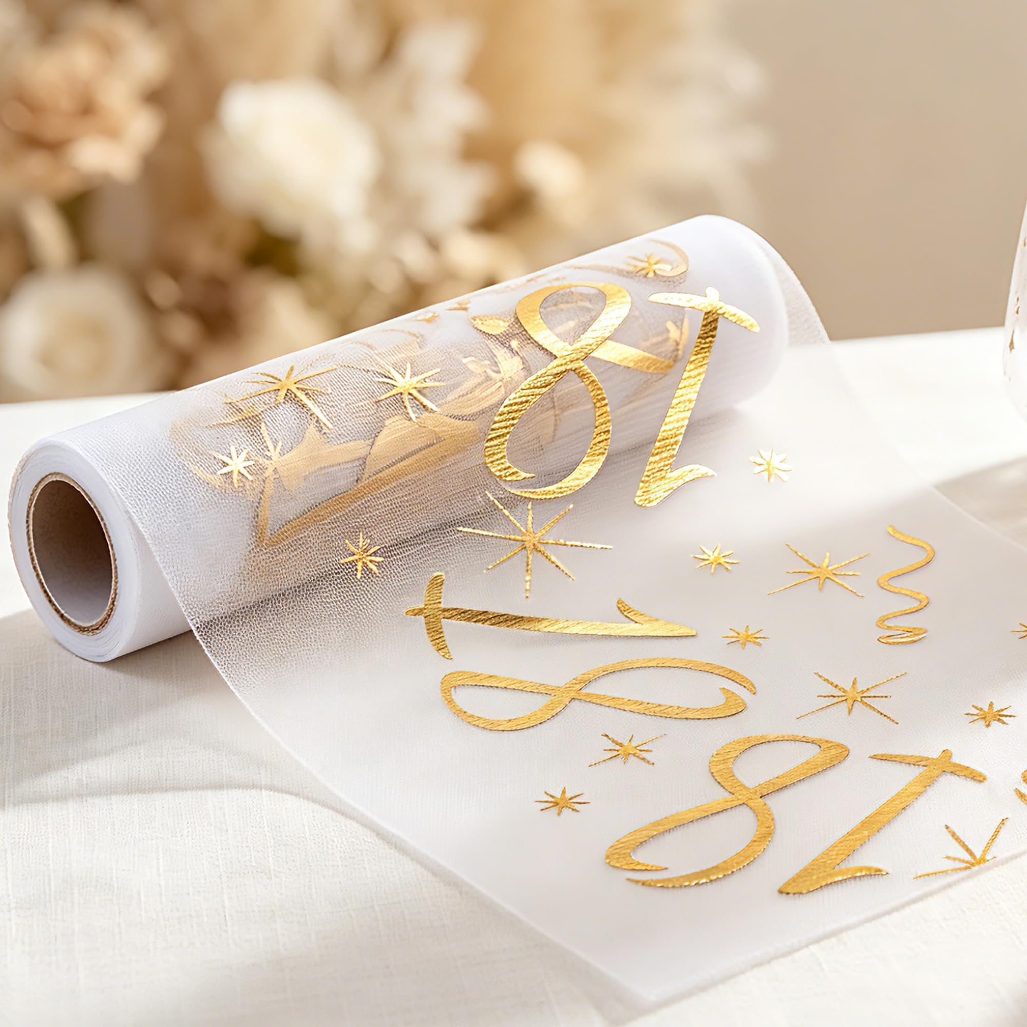 LAIDANLA 18th Birthday Table Decorations Gold Party Table Runner 28cm x 10m