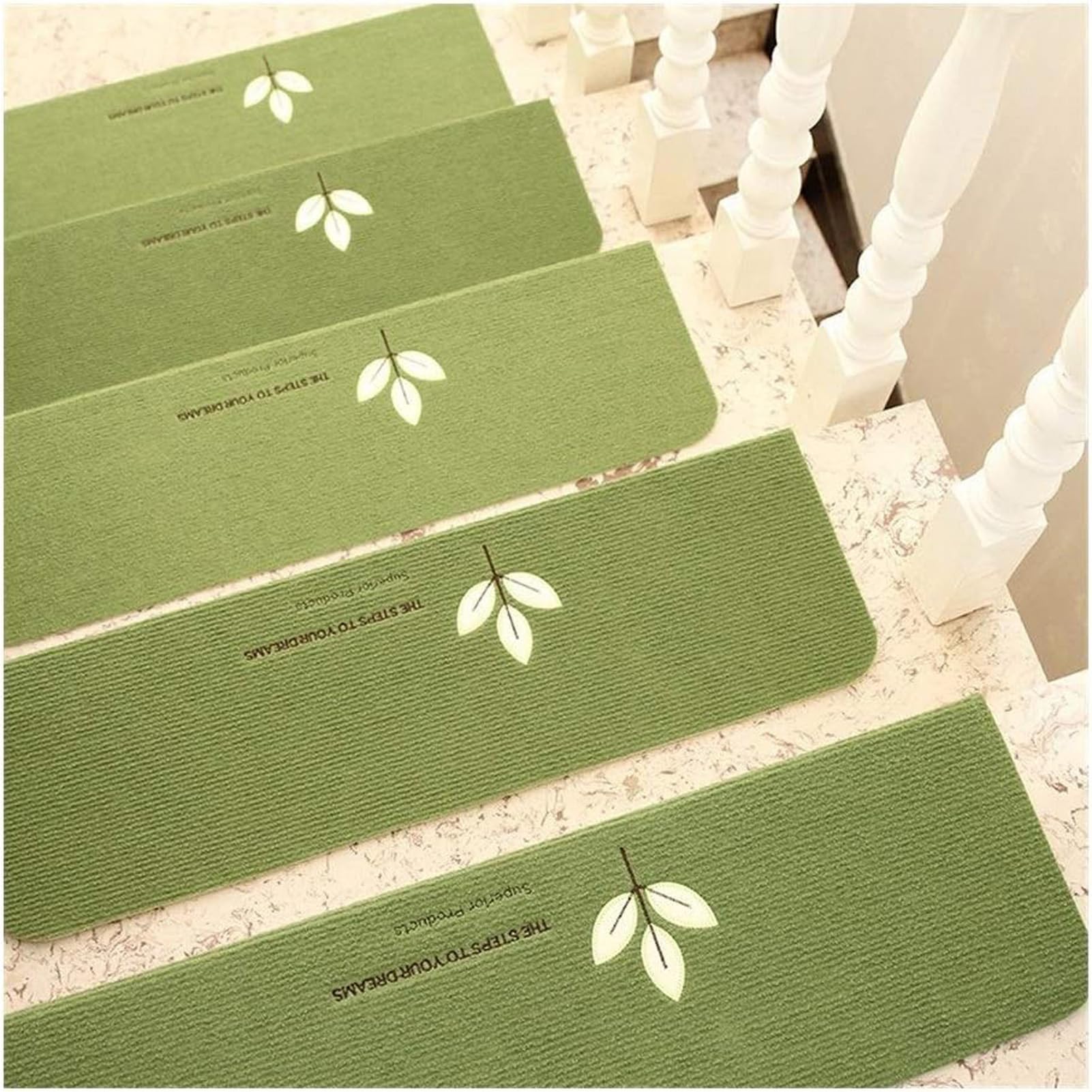 YTBHSHXZ stair treads， Reusable Self-Adhesive Treads Stair Runners Safety Rug 22 x 55cm(Green,15pcs)