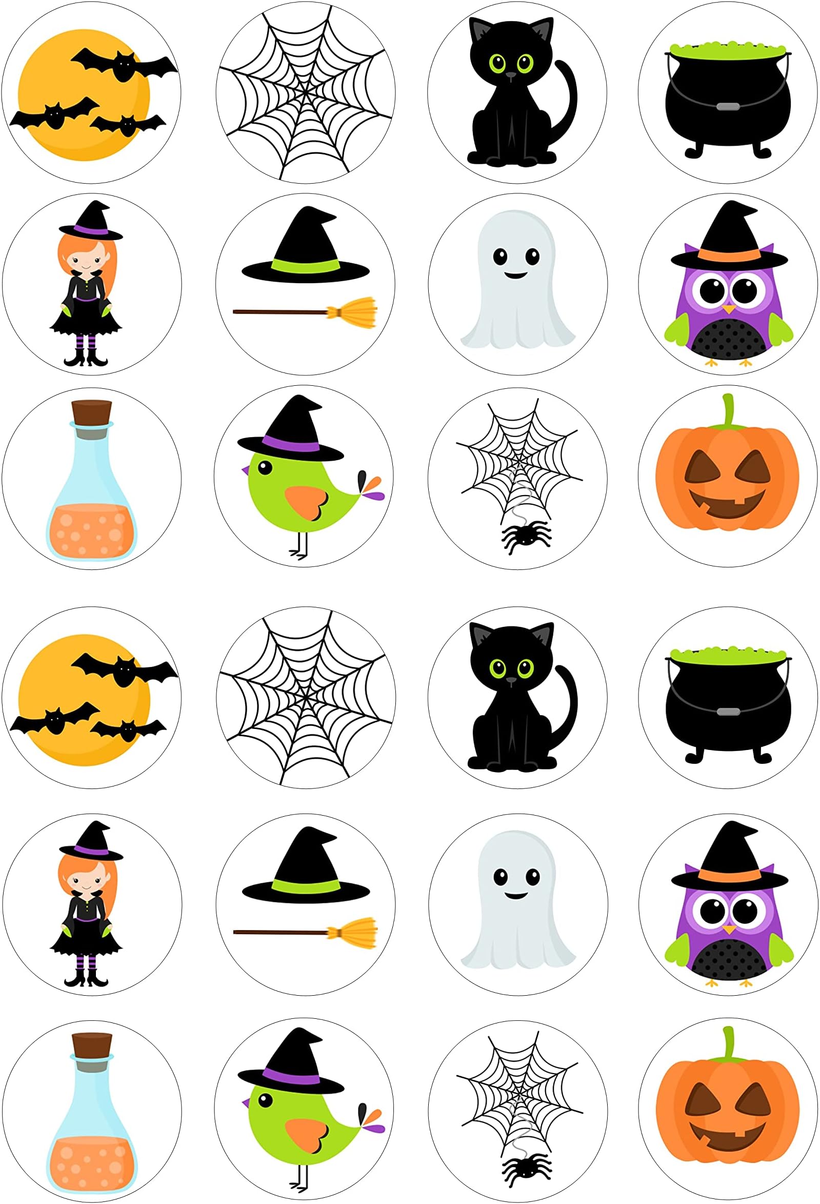 The Cake Decorators Boutique24 edible Halloween witch style pre-cut Cupcake Cake Toppers Wafer Rice Paper