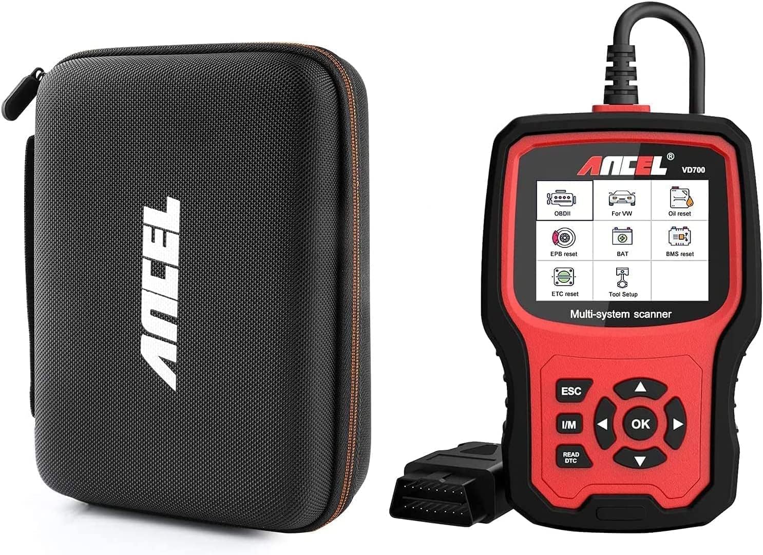 ANCEL VD700 with ANCEL Protective Case Storage Bag All System OBD2 Scanner with 8 Special Functions Fit for VAG Vehicles Diagnosis Code Reader