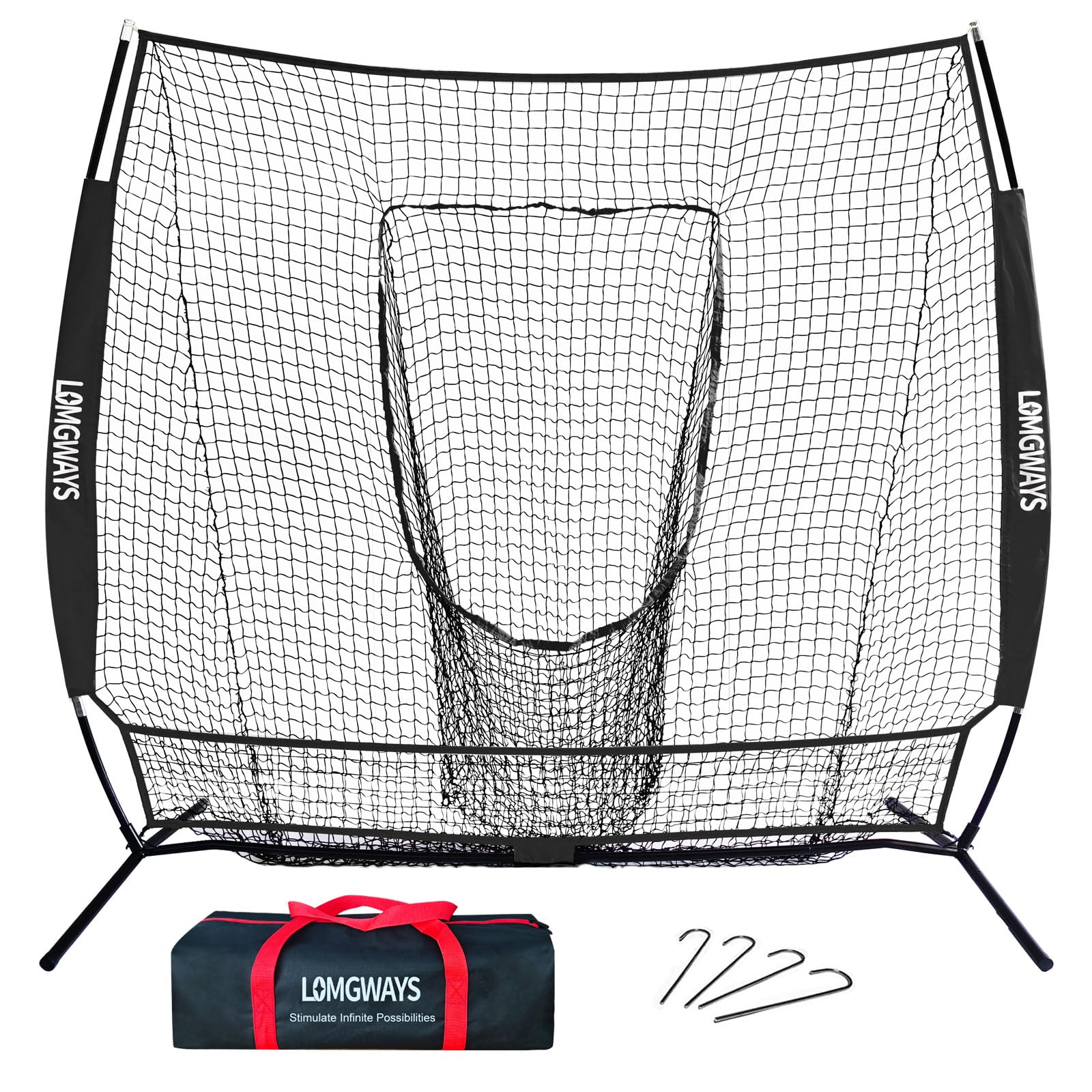 7x7FT Portable Baseball &amp; Softball Practice Net with Steel Frame and Bag