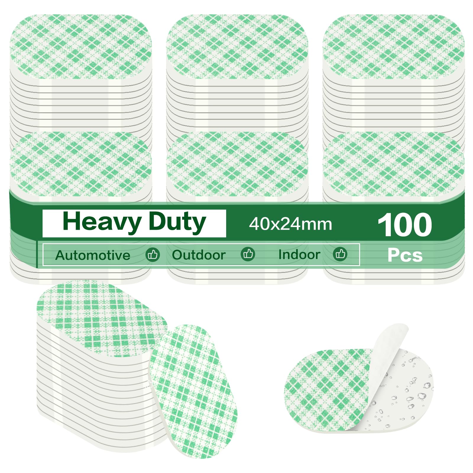 MINGXIN 100Pcs Double Sided Foam Tape Pads, Double Coated Pre-Cut Oval Mounting, 1.5mm Thick Heavy Duty White Polyurethane Foam with High Tack Adhesive for Crafts, Home, Outdoor Signs& Car (40x24mm)