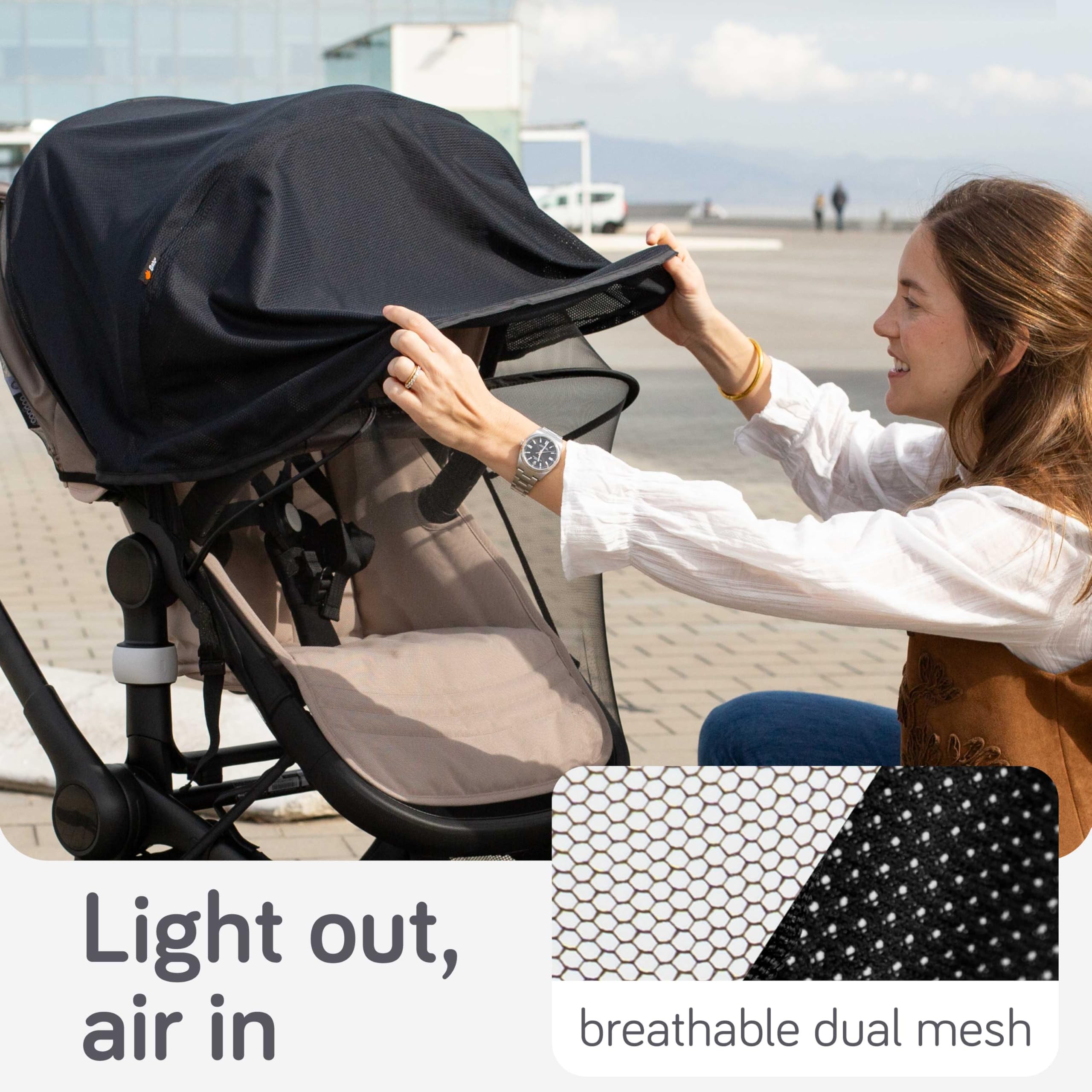 Baby Uma 2-in-1 Pram Sun Shade & Mosquito Net for Pram, UPF 50+ Baby Sun Shade - Image 3