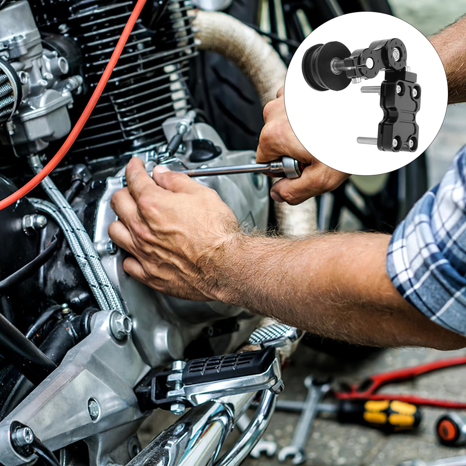 MAGICLULU Kettenspanner-führungsbaugruppe aus Aluminiumlegierung für Motorradketten Passend zu Kettenspanner-motorradführung und Kettenführungswerkzeug Kompatibel mit Offroad-fahrzeugen