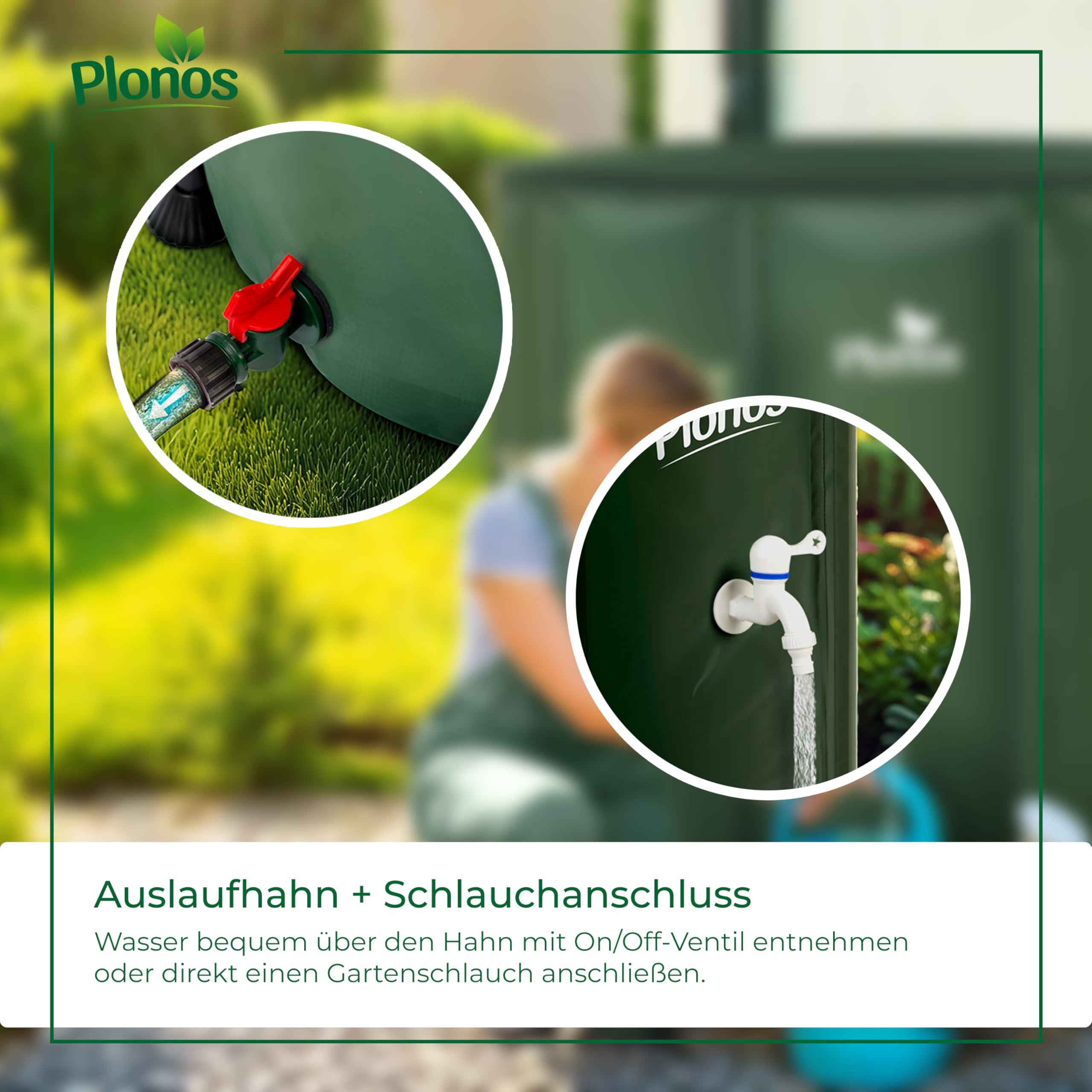 Regentonne Regenfass 1000 L Mit Auslaufhahn PVC UV Beständig 96 x 120 cm Grün