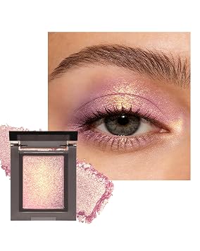 Pink Glitter Eyeshadow Palette, Metallic Shimmer Single Eye Shadow Palettes | Holographic Sparkly, Lightweight Blendable, Shiny Pressed Cream Powder, Fairy Eyeshadow Highlighter Makeup for Women Girl-01