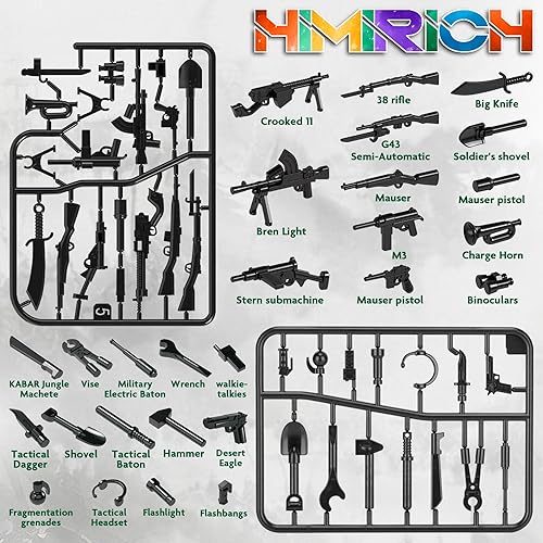 Miniatura 32 de Paquete de armas, juego de juguetes militares, modelo de bloques de construcción para figuras de soldado, equipo del ejército, piezas y accesorios