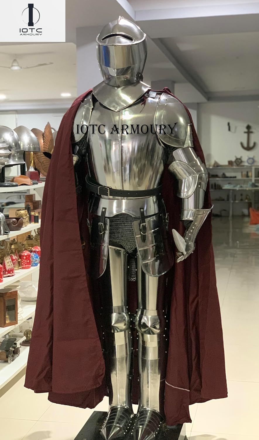 Medieval Knight Full Suit Of Armor Fully Wearable Armor Costume | 18-Gauge Steel Werable Reenactment Body Armor Costume With Helmet Best For LARP,SCA,Role-Playing| Display Suit Of Armor|Medieval Armor