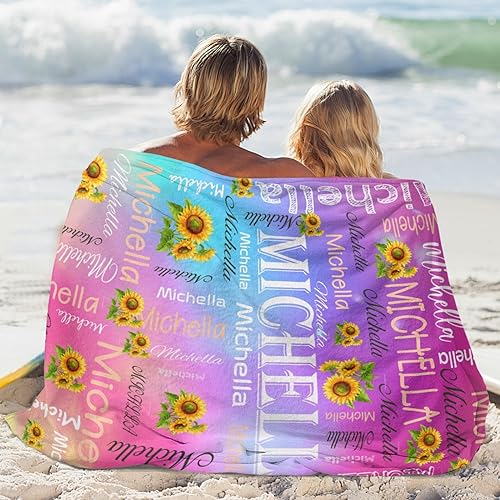 Miniatura 5 de Manta personalizada con nombre, manta personalizada con texto de girasol, regalo personalizado para el día de San Valentín, día de la madre,