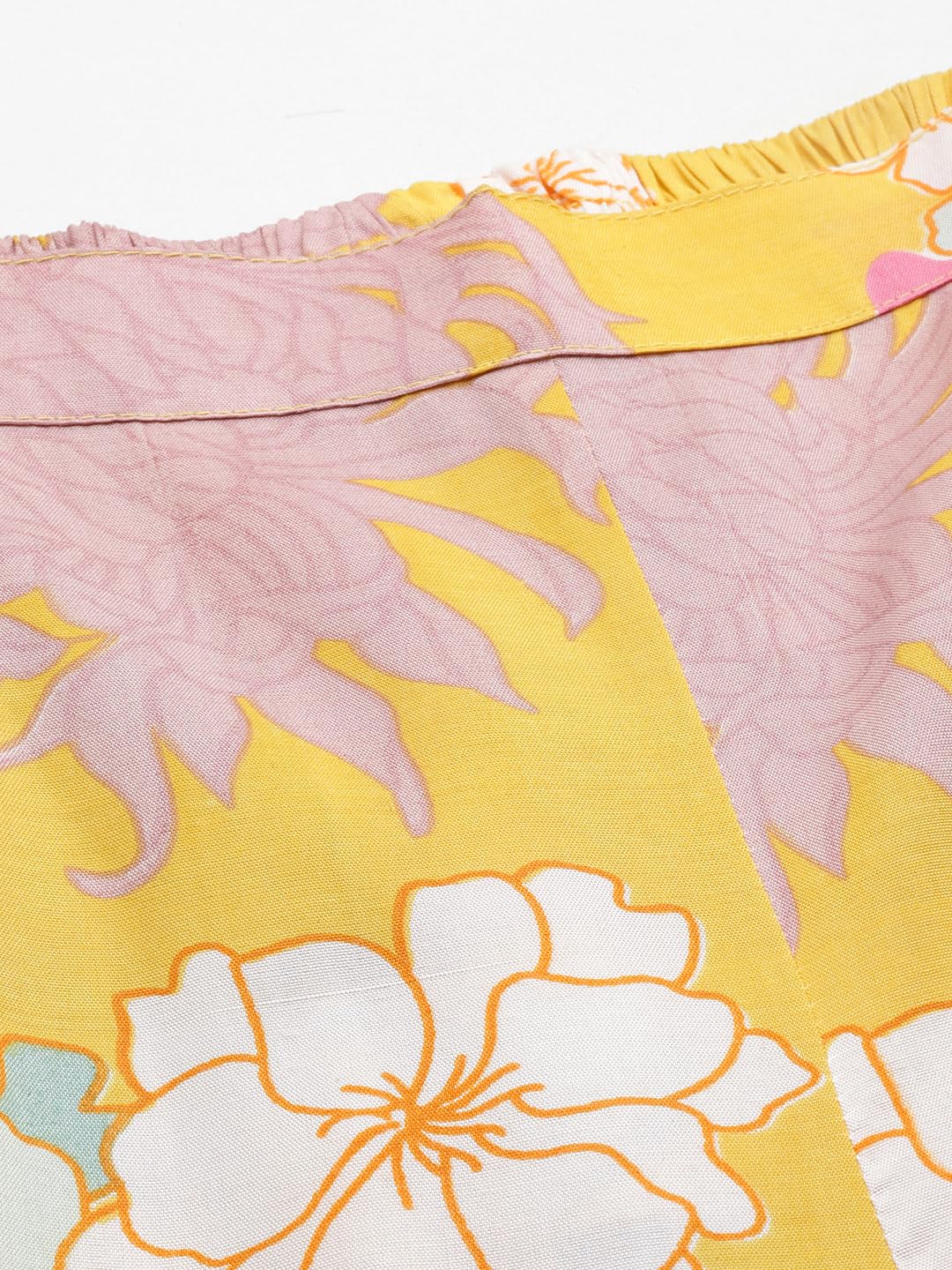 Ishin Women's Silk Blend Printed Yellow Co-Ord Set