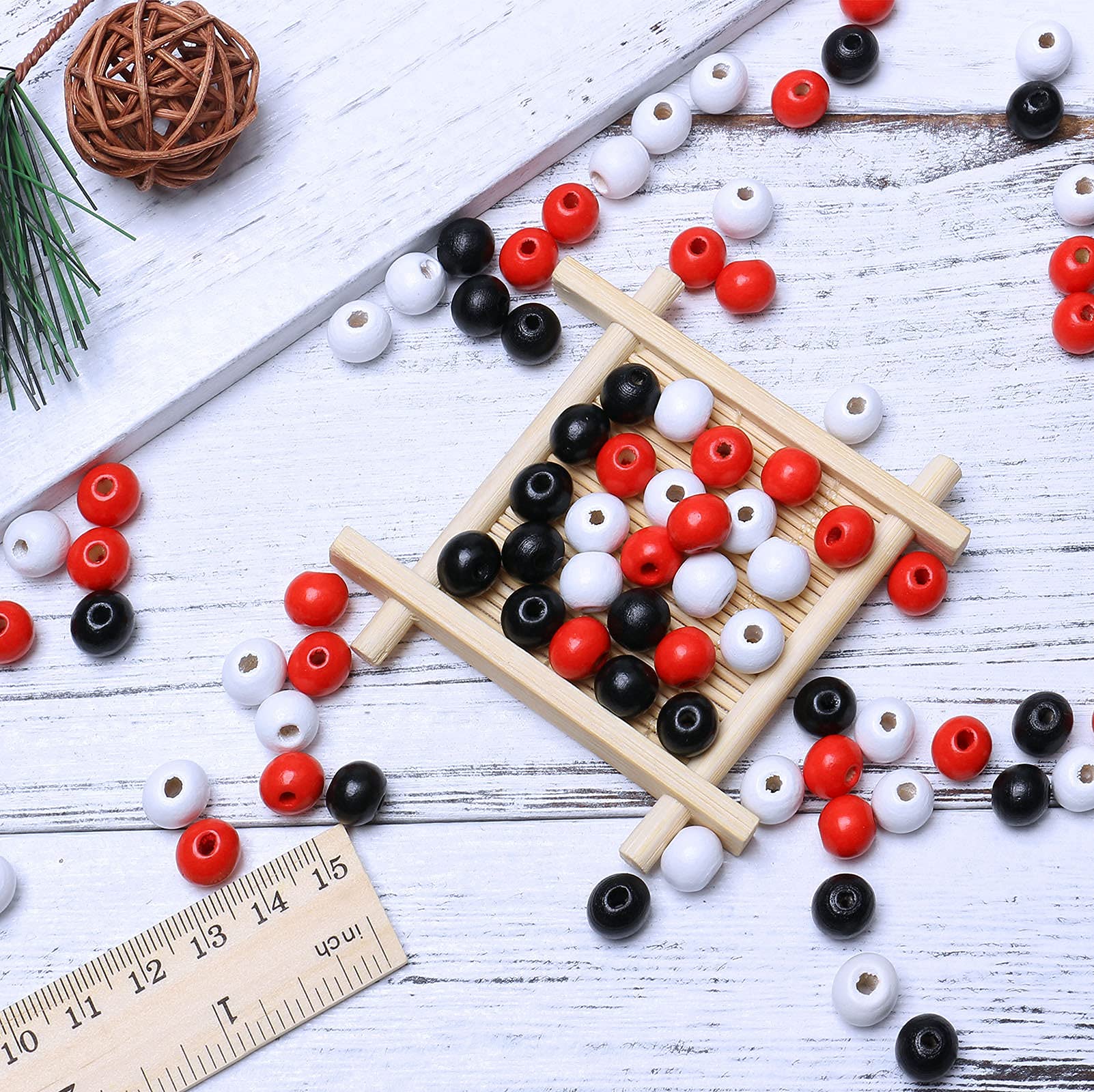 300 Pieces Black Wood Beads - 10mm Craft Beads With 3mm Hole For Jewelry