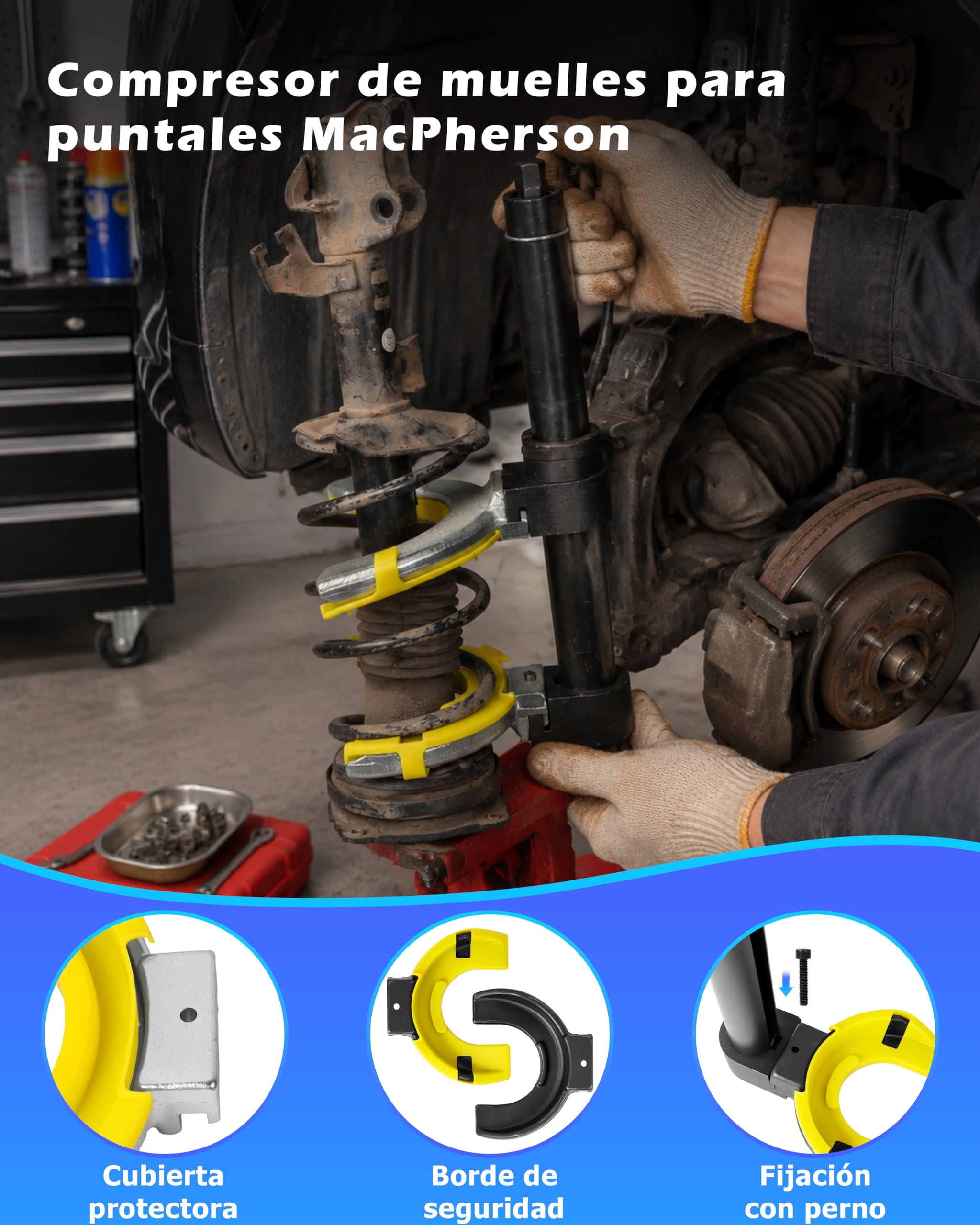 DAYUAN Compresor Muelle Macpherson Strut Coil Spring Compresor Dumper Extractor Yema Protector