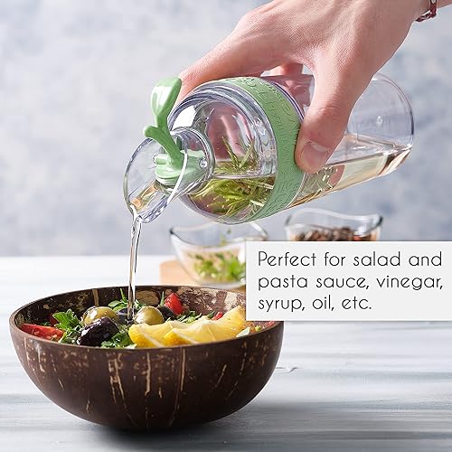 Miniatura 3 de Crystalia Botella dispensadora de aceite, vinagre con vertedor, recipiente de aceite de cocina con boquilla, soporte de aceite de plástico con tapa