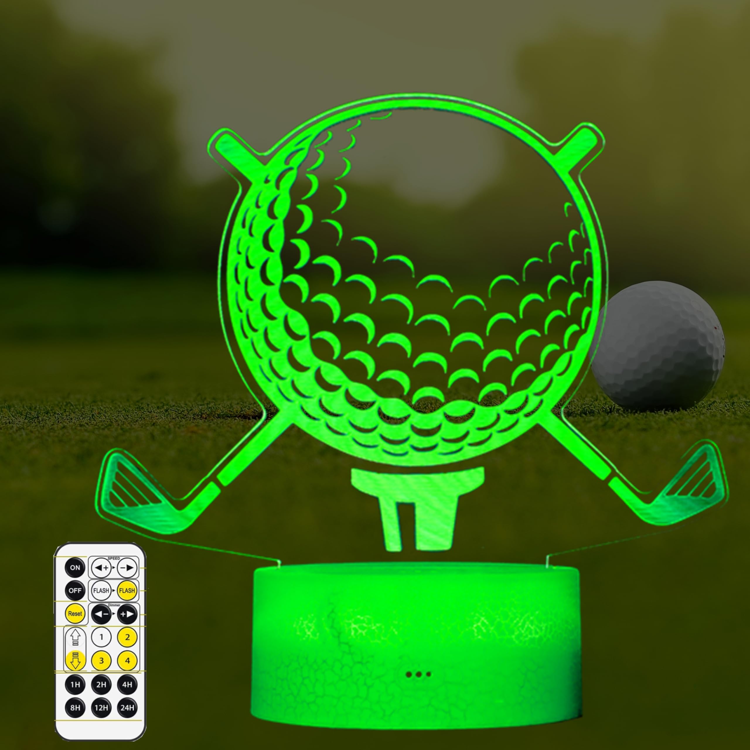 Golf Gifts, Golf Night Light, 3D Illusion Lamp with RGB 7 Colors Changes Remote Control+Timer+Dimmable, LED Golf Decor, Golf Decor for Boys Girls Room Birthday Xmas Christmas
