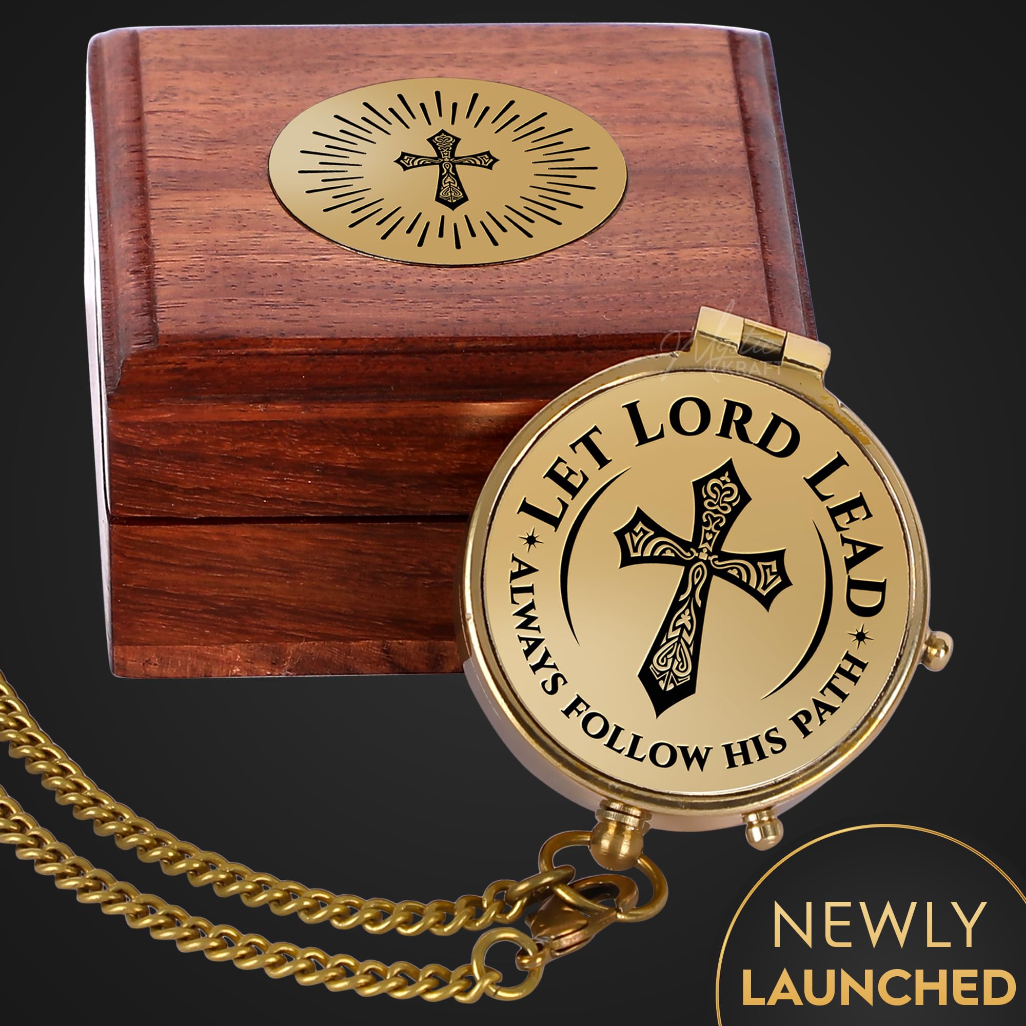 MYSTICKRAFT Engraved Brass Pocket Compass Gift - Psalm 32:8, First Communion Gifts, Baptism Gifts for Boys, Confirmation Gifts, Gifts for Men, Catholic Religious Christian Easter Gifts for Kids