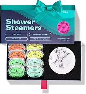 Shower Steamers Aromatherapy Gift Set for Women & Men – Vapor Shower Tablets – Green Tea, Jasmine, Lemongrass & Citrus Shower Melts – Organic Essential Oil Shower Bombs – Bulk Shower Soothers