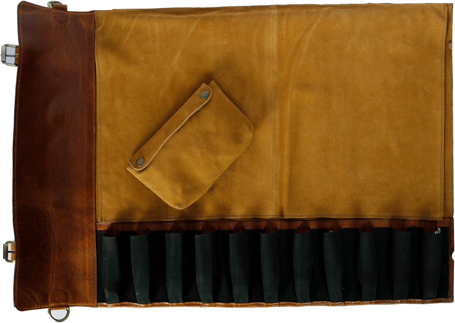 Personalized Leather Knife Roll Storage Bag | Elastic and Expandable 11 Pockets with Tool Pouch | Adjustable/Detachable Shoulder Strap | Travel-Friendly Chef Knife Case Roll