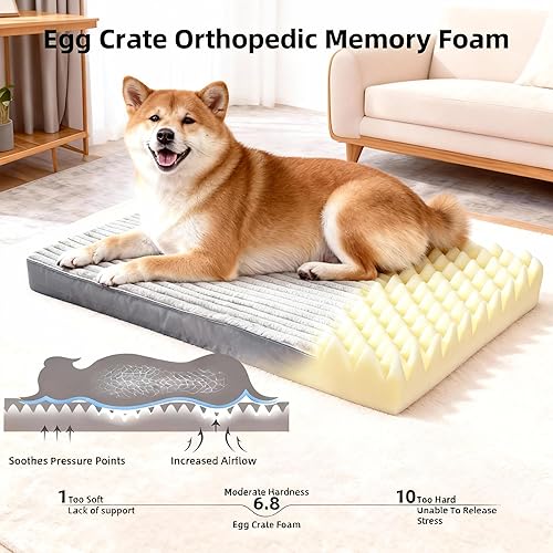 Miniatura 3 de Cama para perros de tamaño grande, camas ortopédicas de franela para mascotas con funda extraíble lavable, cama para perros grandes, impermeable,