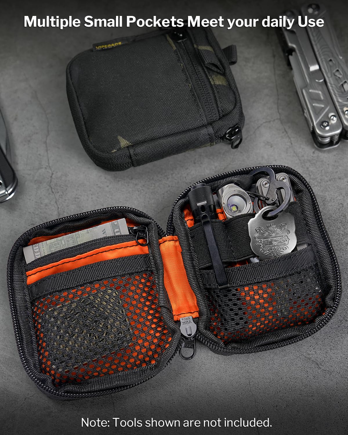 VIPERADE VE34 Mini Pochette EDC, Petite Sacoche pour Outils de Poche et multitools, Pochette EDC compacte Servant de Mini Portefeuille pour Homme