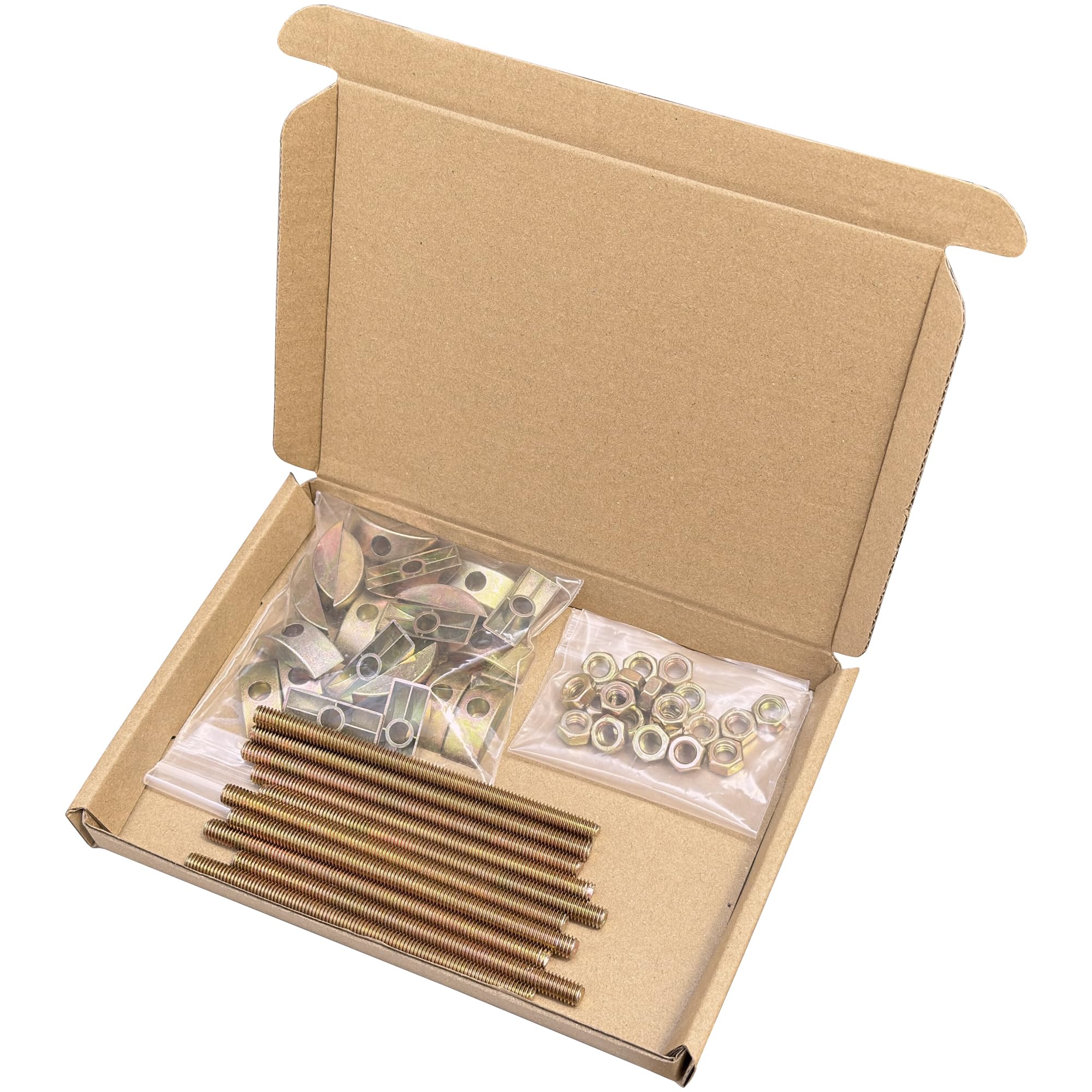 10-Pack M6 Bed Bolts and Half Moon Nuts - Adjustable Furniture Connecting Bolt (100mm), Gold - Image 4