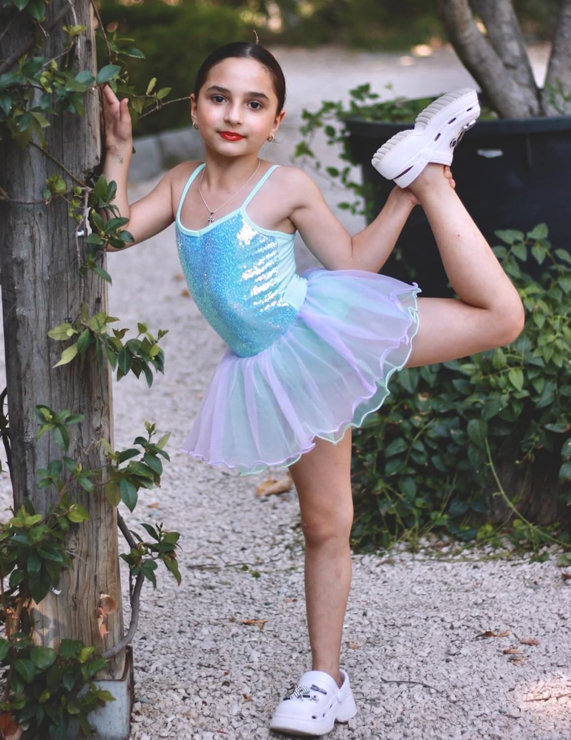 Zaclotre Little Girls Sequin Leotard Sparkly Strap Ballet Leotards Tutu Dress Ballerina Outfit Dance Costume for Kids - Image 5