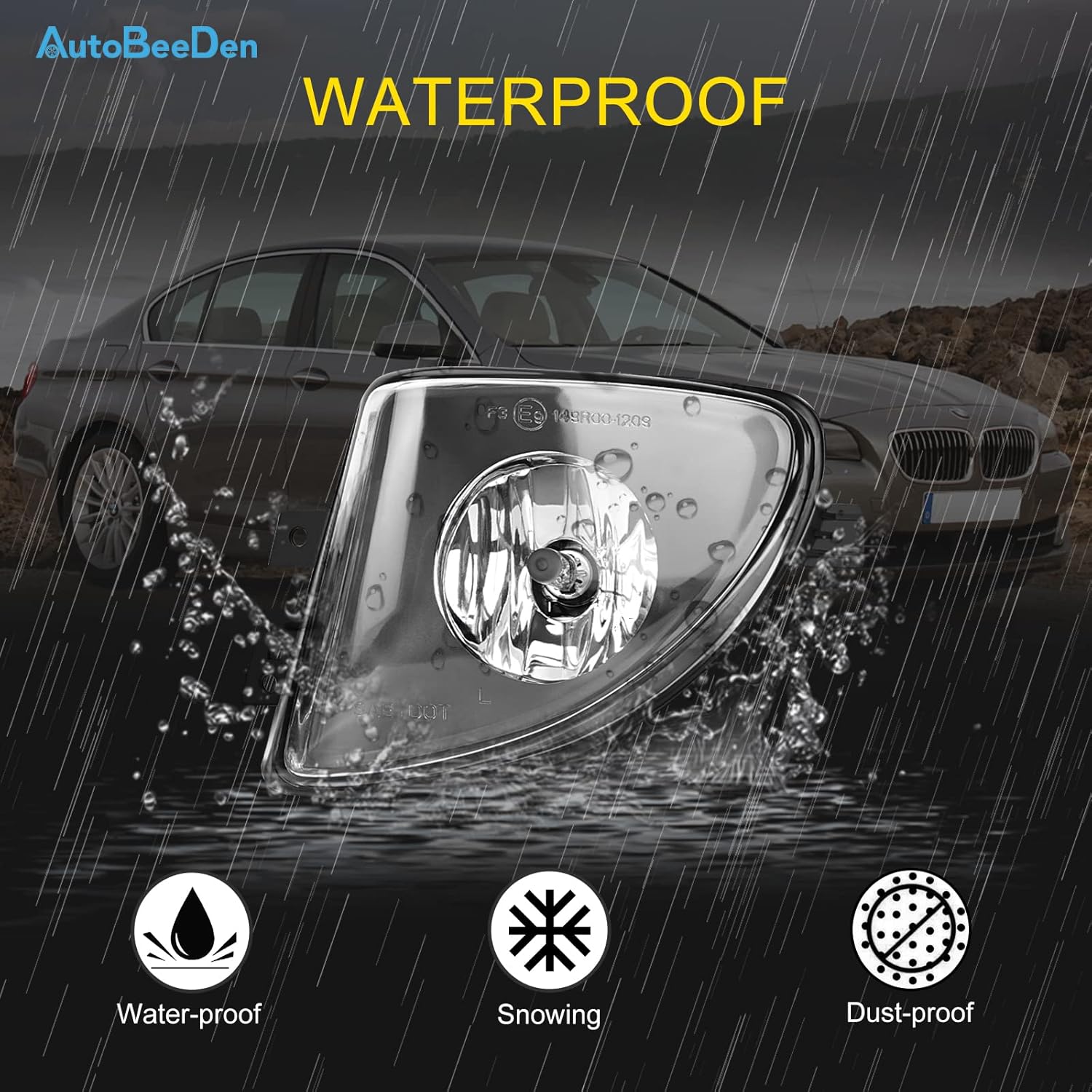 Fog Lights compatible with BMW 528i 535i 550i xDrive Sedan, ActiveHybrid 5 Sedan, F10 F11 5 Series, 2011 2012 2013, 1 Pair Fog Lamps (Clear)