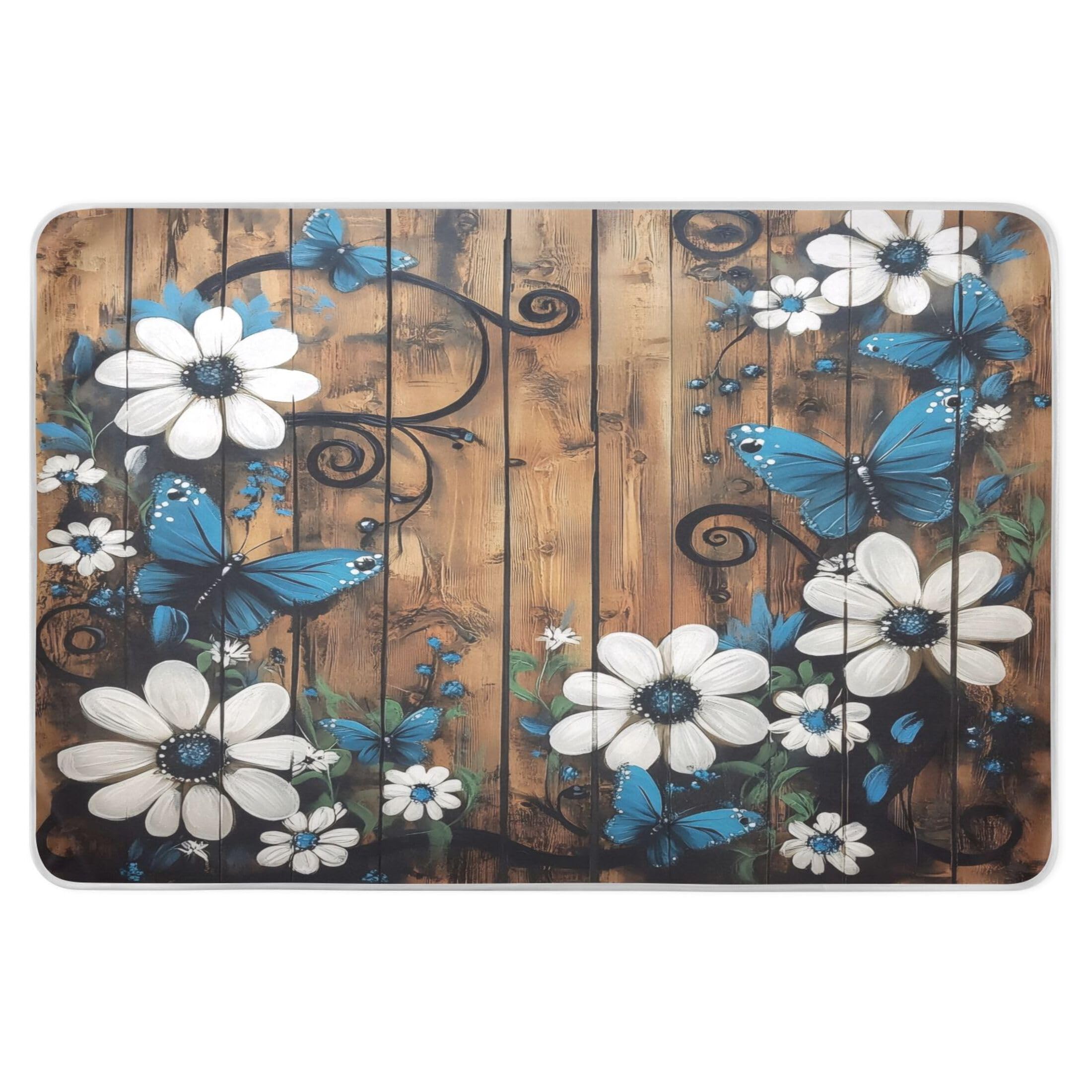 Takiito Flower Butterfly in Wood Bed Pad Reusable Bed Underpad Washable Waterproof Leak-Proof Quick Dry Incontinence Pee Pad for Toddlers Kids Adults Pets 34x52 in