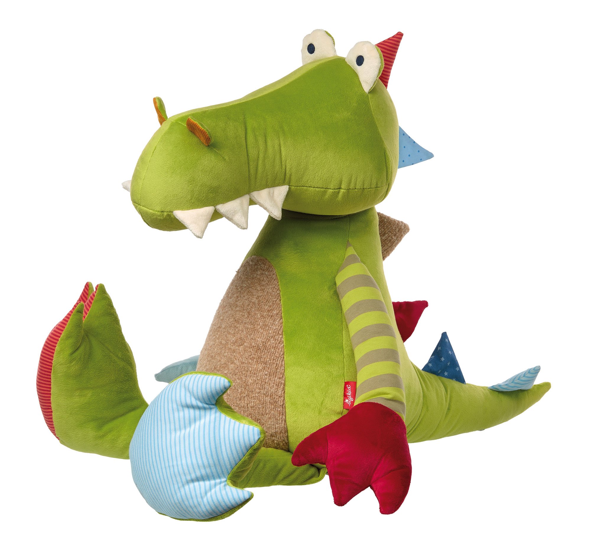 SIGIKID 38874 Drache XXL Patchwork Sweety Mädchen und Jungen Kuscheltier empfohlen ab 1 Jahr mehrfarbig