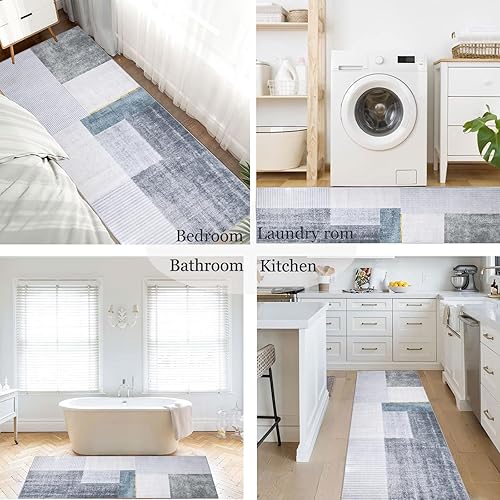 Miniatura 7 de Calore Alfombra abstracta moderna para pasillos, suave, envejecida, geométrica, antideslizante, para interiores, para lavandería, puerta, dormitorio