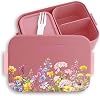 Children's Bento Box Midi Lunch Box for Mepal Bento Box - & Plants - Bread Box Wild Flowers Lunch Box Flower Meadow Vesper Box Flowers I School Gift School Children - 900 ml - Pink - Girls Lunch