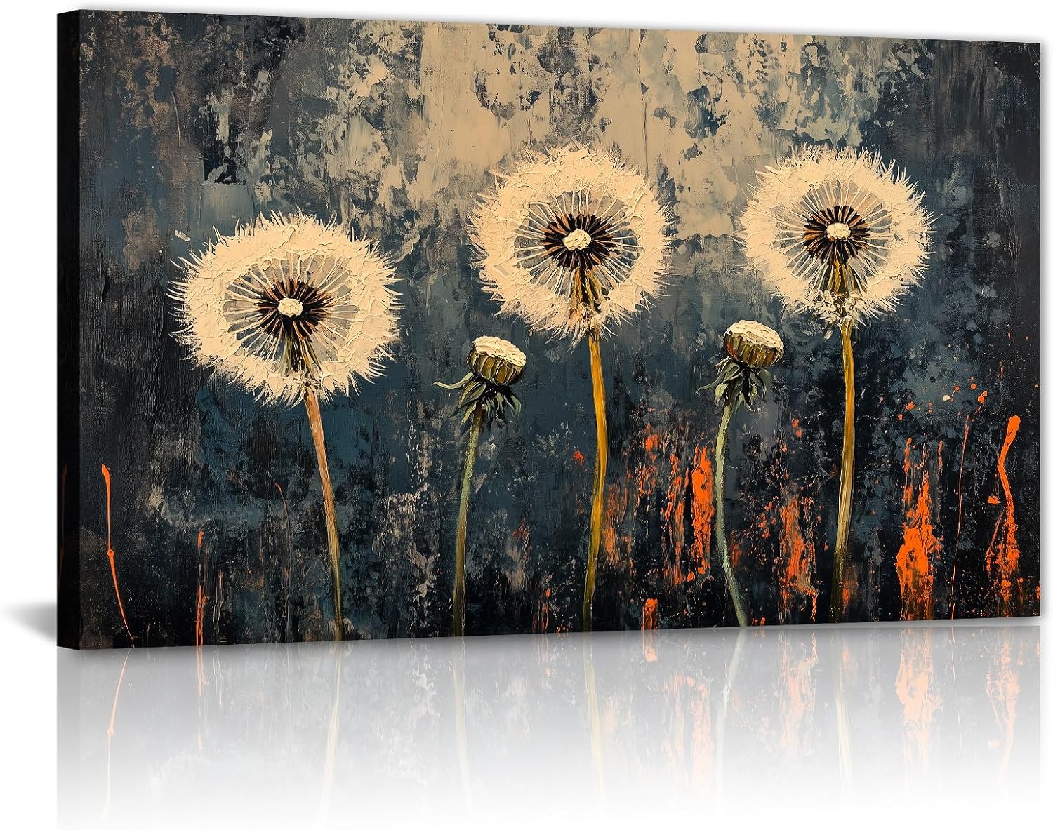 GLOKAKA Vintage Dandelion Wall Art Moody Rustic Flower Botanical Canvas Pictures Print Painting Poster for Living Room Bedroom Bathroom Decor(Artwork-1,24"x36")