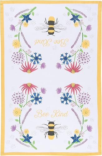 Now Designs Bee Kind - Toalla de cocina estampada, 18 x 28 pulgadas