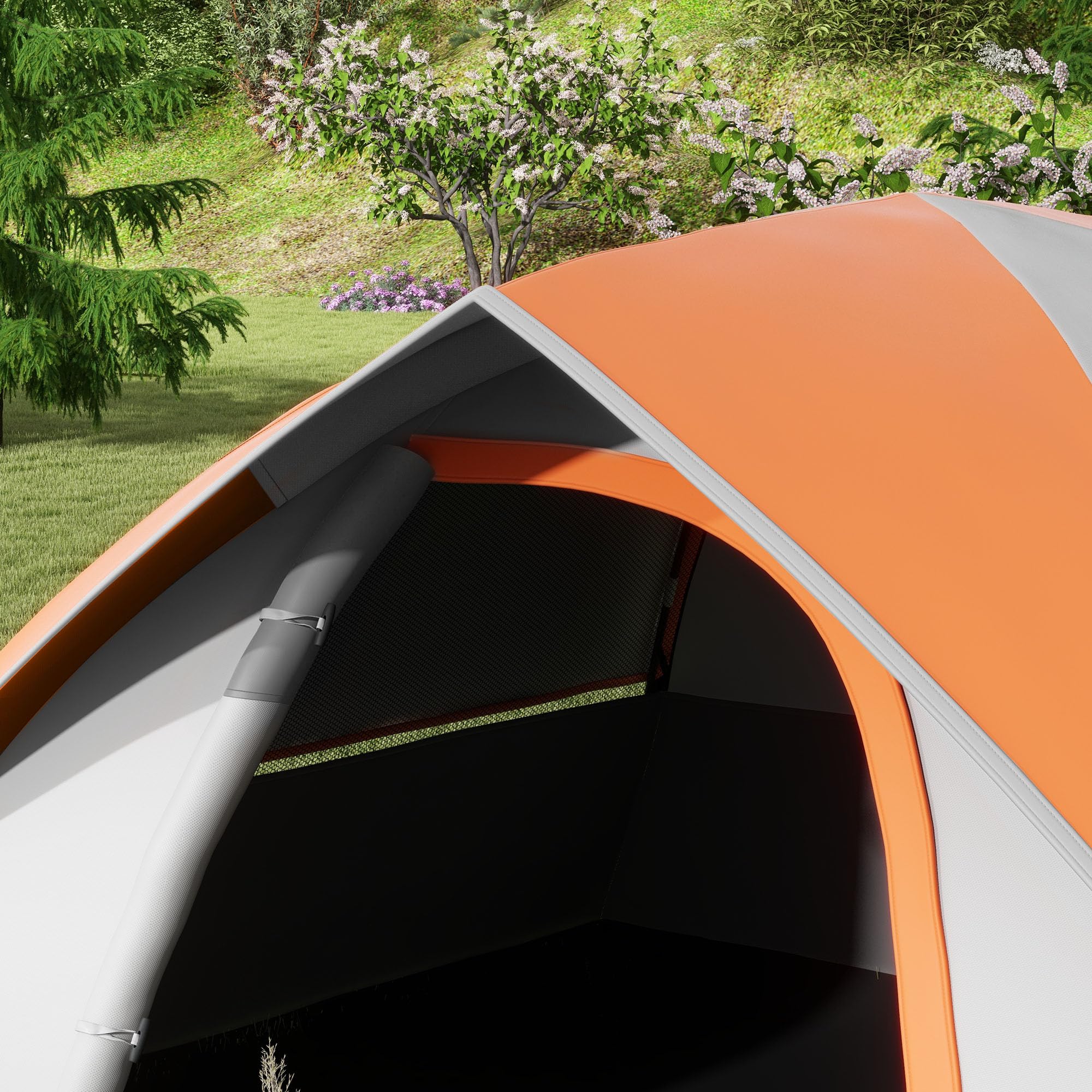 Outsunny Kuppelzelt für 2 Personen Leicht Wasserdicht Familienzelt | Mit Tür&Fenster, Packtasche, Haken, Stabil Campingzelt mit 3000mm Wassersäule, Zelt für Camping Reise Trekking Garten