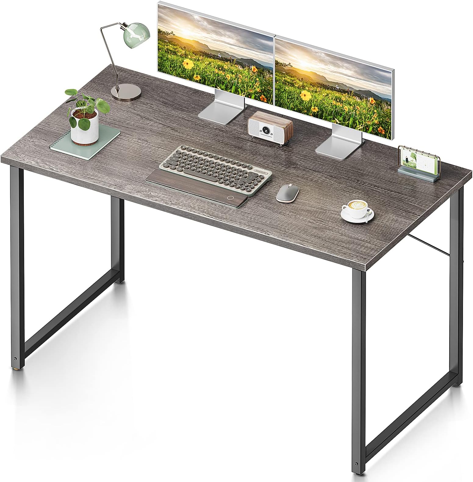 Coleshome 48 Inch Computer Desk, Modern Simple Style Desk for Home Office, Study Student Writing Desk, Grey Oak