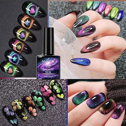 Miniatura 9 de Esmalte de uñas de gel de ojo de gato, esmalte de gel de ojo de gato 9D con barra magnética, gel holográfico camaleón con efecto mágico de doble